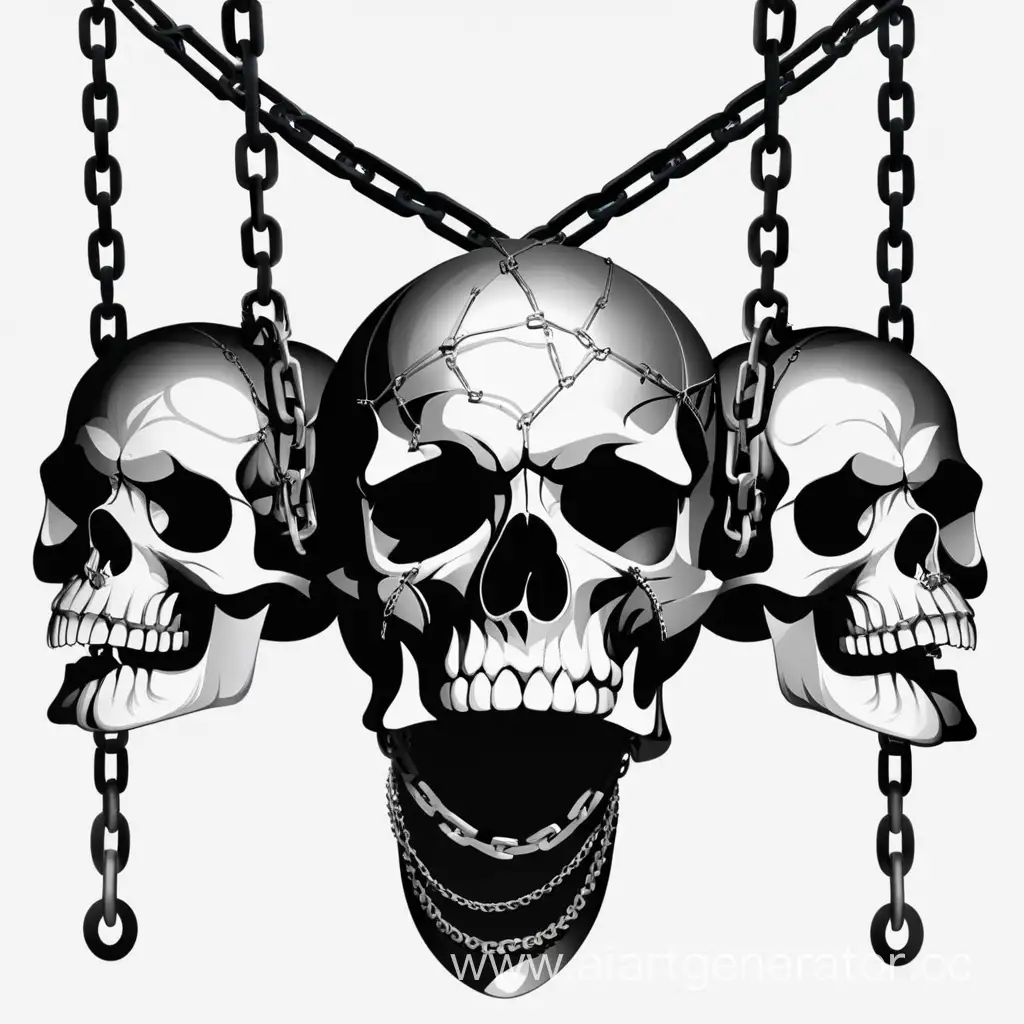 Mystical-Trio-Three-Skulls-Connected-by-Chains