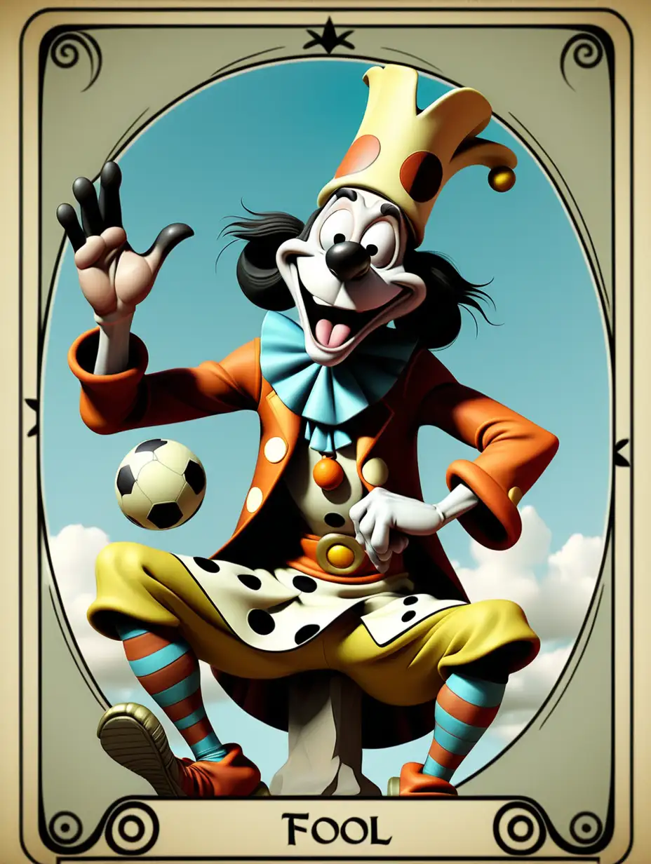Whimsical and Playful Fool Tarot Character in a Goofy Pose