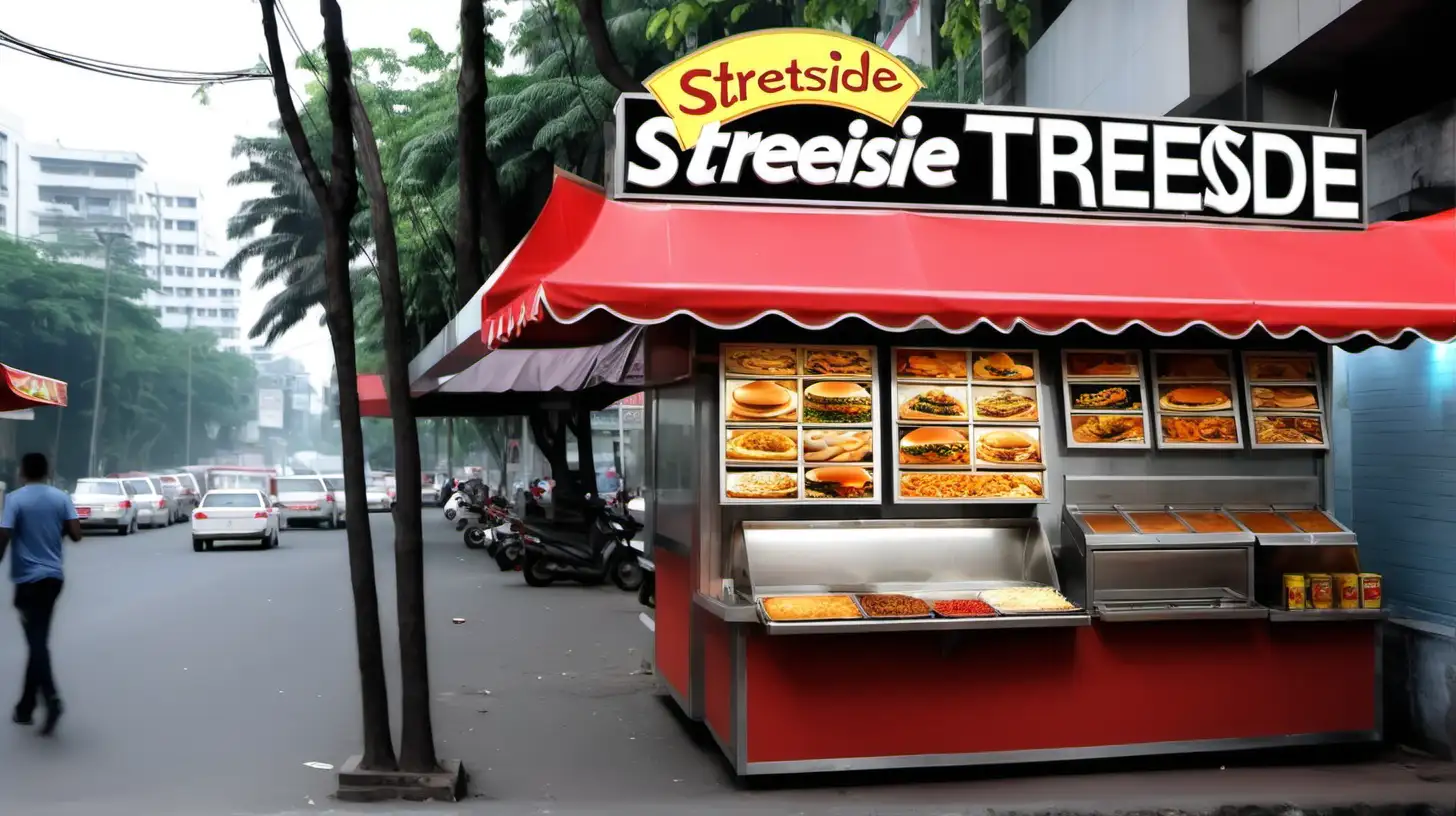 fast food at the streetside, with big menu board