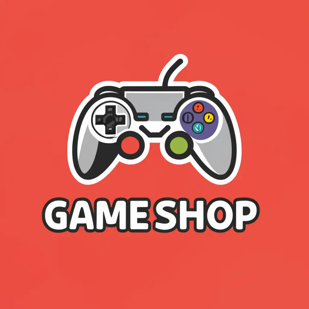 a logo design,with the text "GAME SHOP", main symbol:controller,Moderate,be used in Entertainment industry,clear background