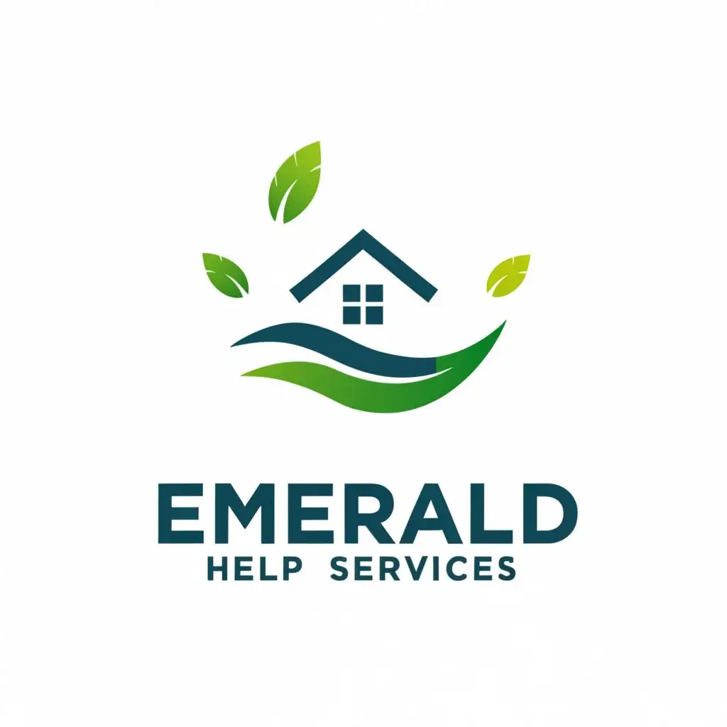 a logo design,with the text "Emerald Help Services", main symbol:Home
Water
Grass,Moderate,be used in Home Family industry,clear background