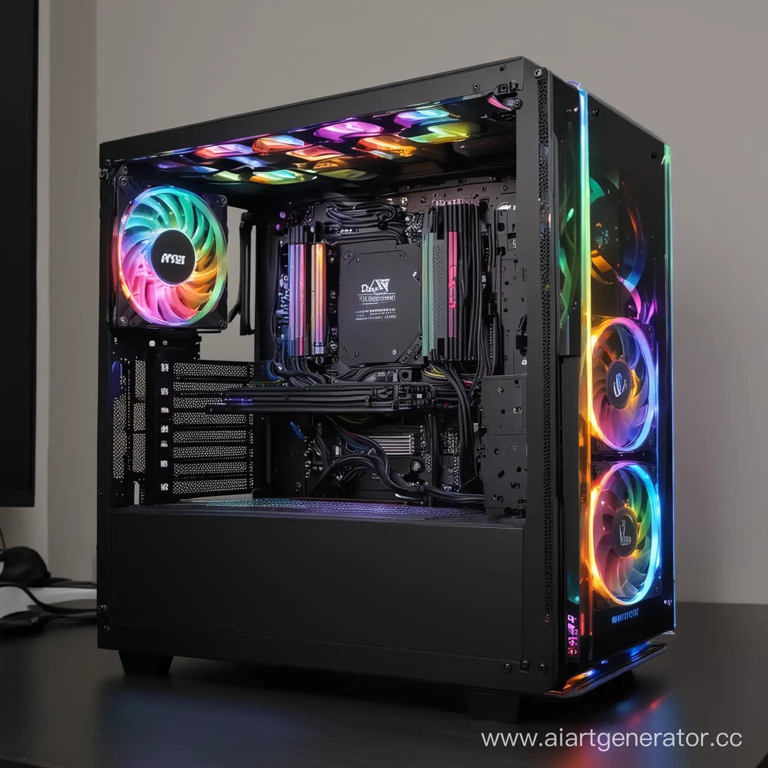 Custom PC with Vibrant RGB Lighting | AI Art Generator