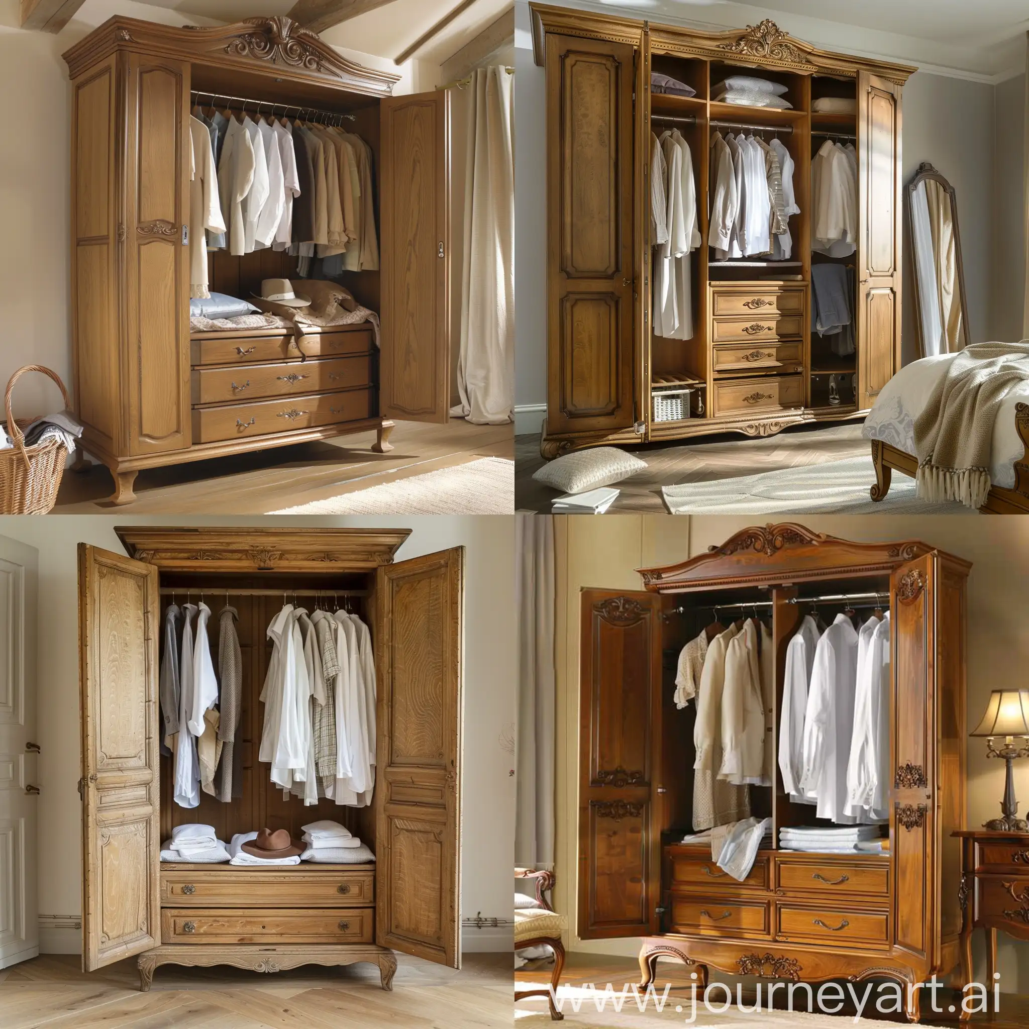 Elegant-French-Armoire-in-Master-Bedroom-Showcases-Timeless-Wardrobe