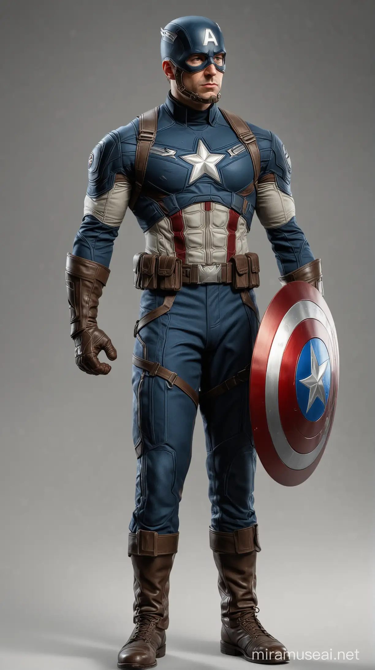 Personaggio captain America a corpo intero