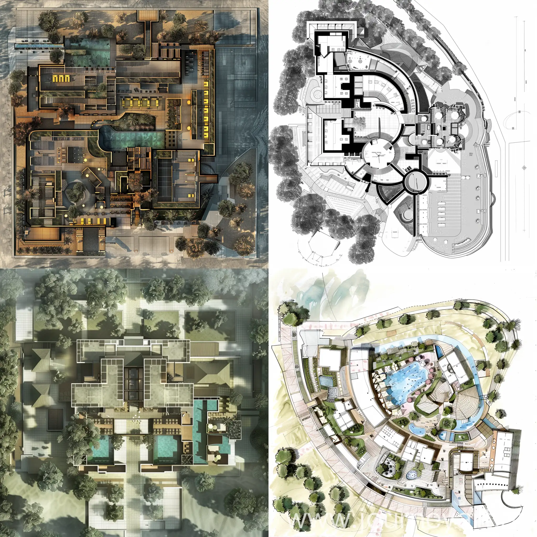 An architecture plan for a hotel