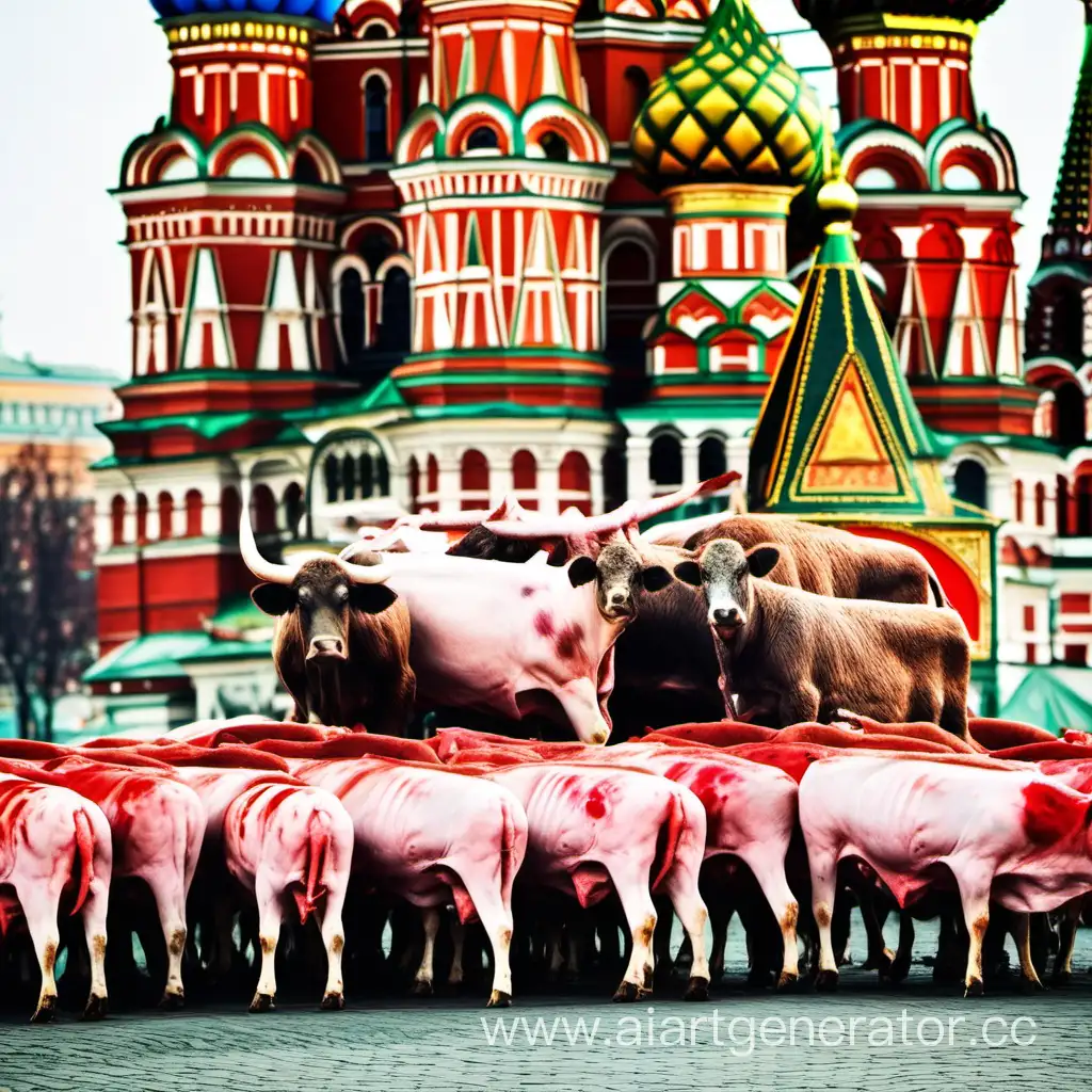 мясо живое всегда на марше на Красной площади