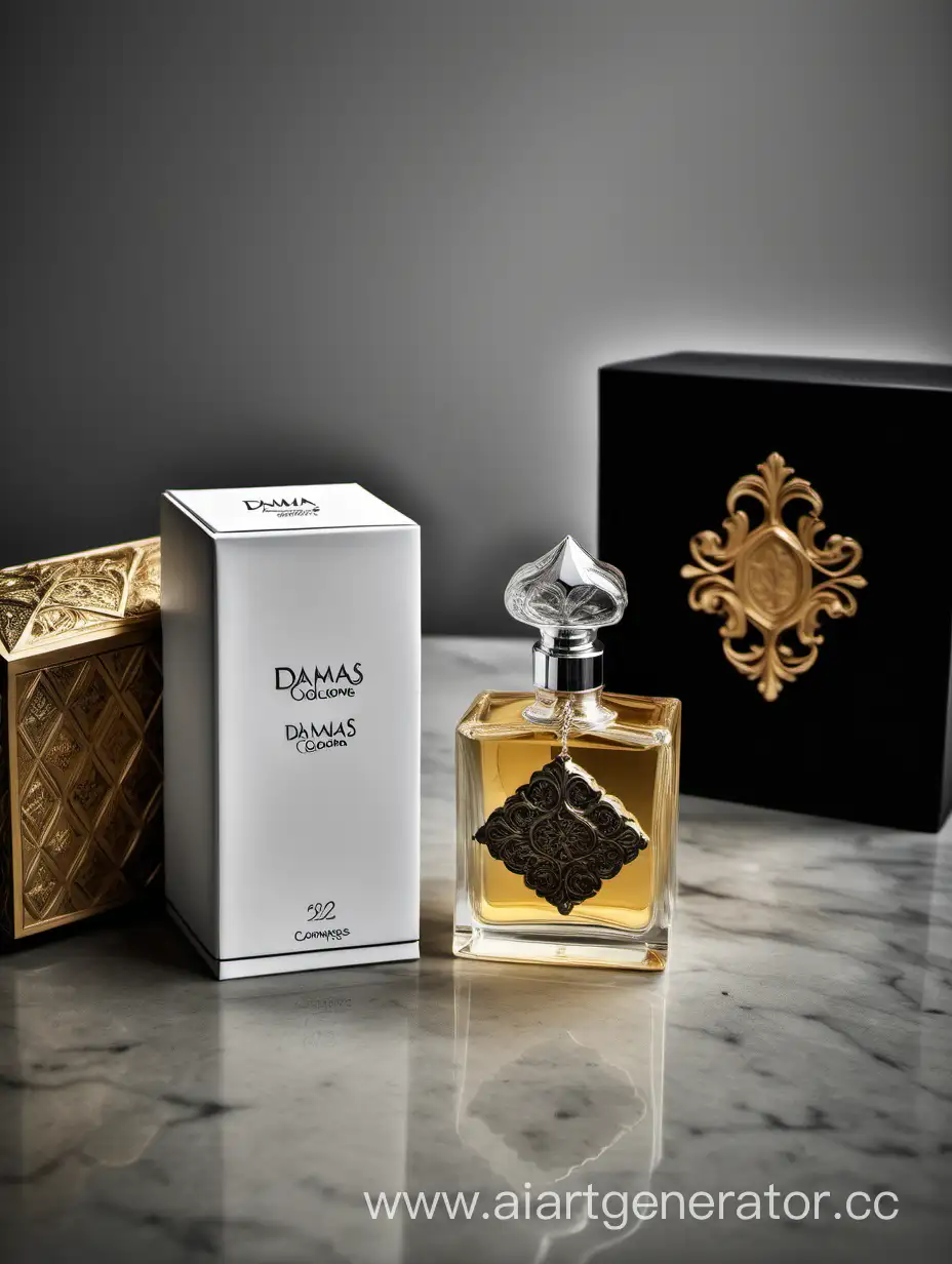 a bottle of damas cologne sitting next to a box, a flemish Baroque by Demetrios Farmakopoulos, instagram contest winner, dau-al-set, dynamic composition, contest winner, feminine