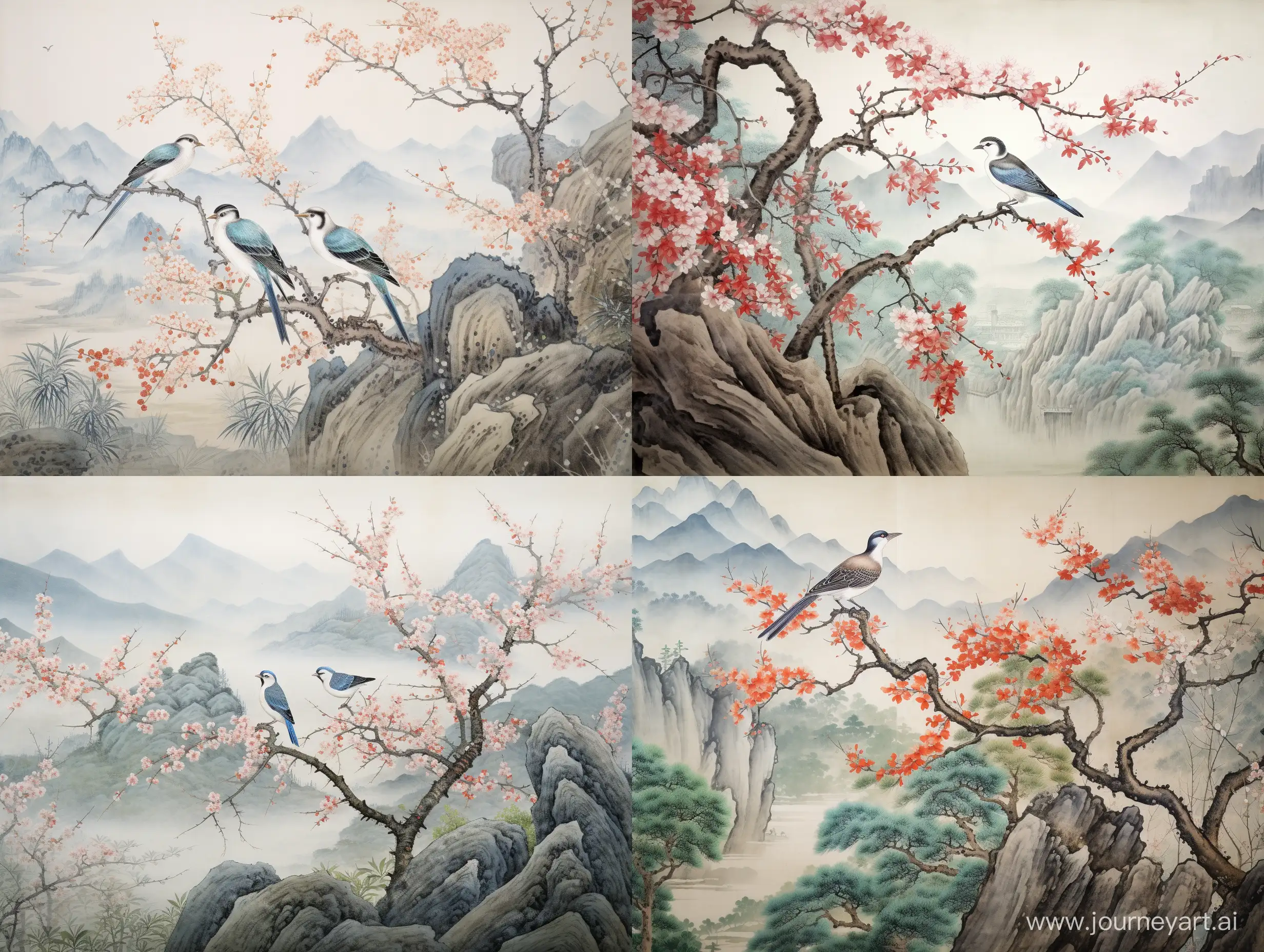 Tranquil-East-Asian-Landscape-with-Bamboo-and-Birds