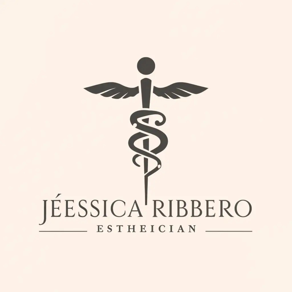 a logo design,with the text "Jéssica Ribeiro Esthetician", main symbol:caduceus,Moderate,be used in Beauty Spa industry,clear background