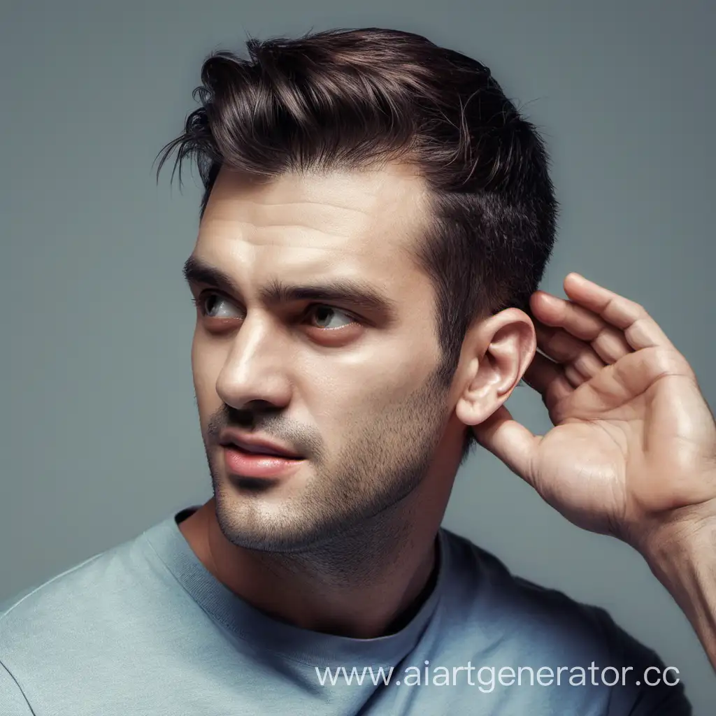 Stylish-Man-Poses-Confidently-While-Grasping-His-Ear