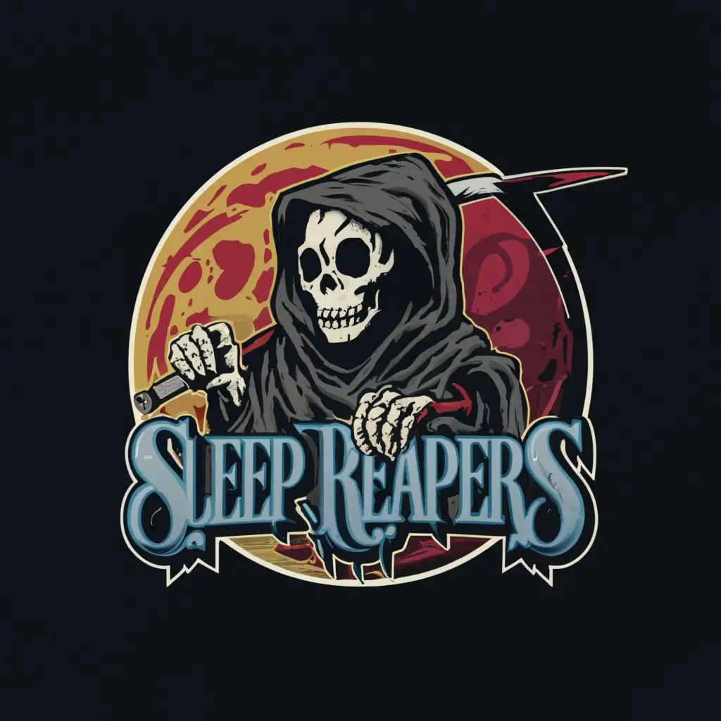 LOGO-Design-for-Sleep-Reapers-Grim-Reaper-Planet-with-Typography
