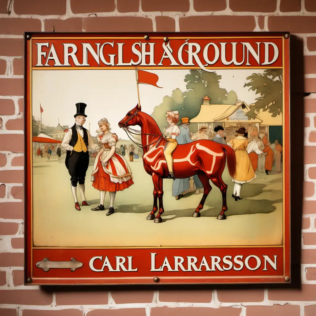  vintage english fairgound sign in the style of Carl Larsson
