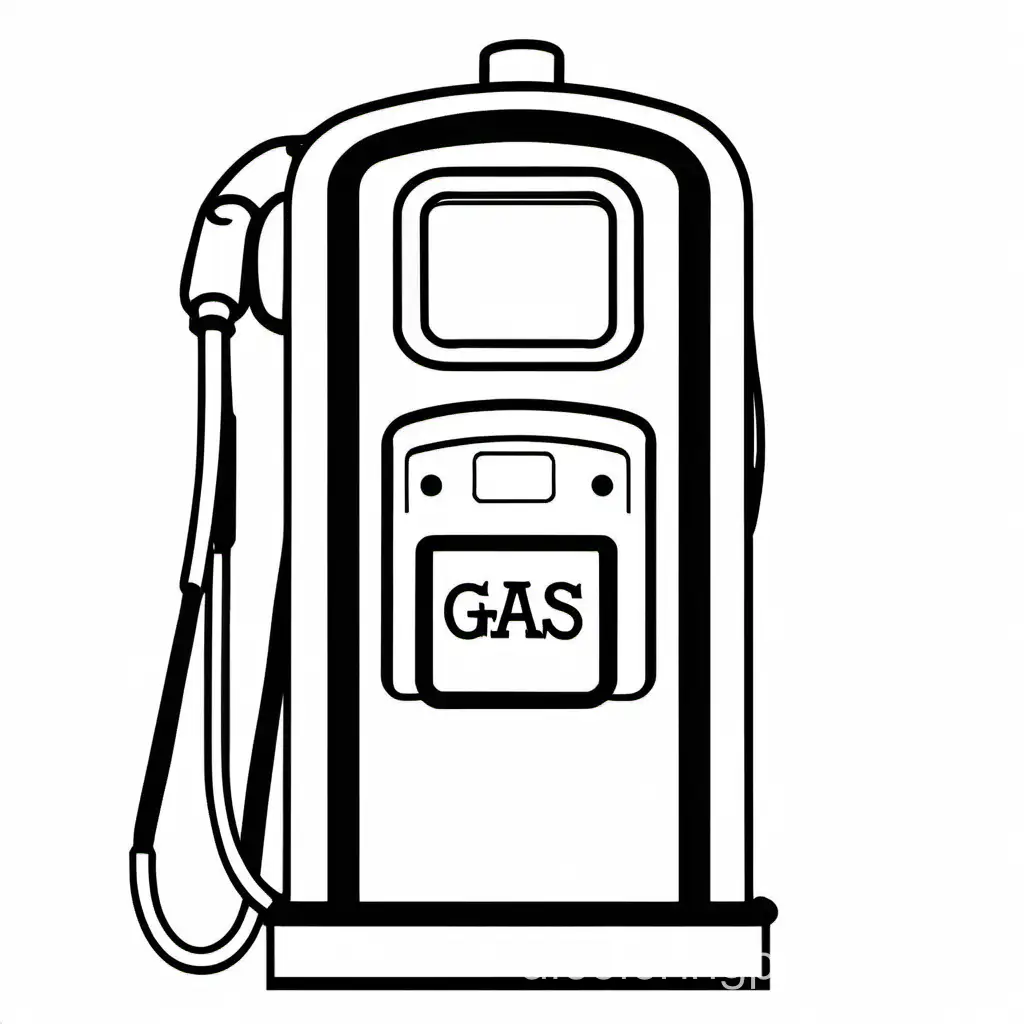 GAS PUMP
, Coloring Page, black and white, line art, white background, Simplicity, Ample White Space. The background of the coloring page is plain white to make it easy for young children to color within the lines. The outlines of all the subjects are easy to distinguish, making it simple for kids to color without too much difficulty