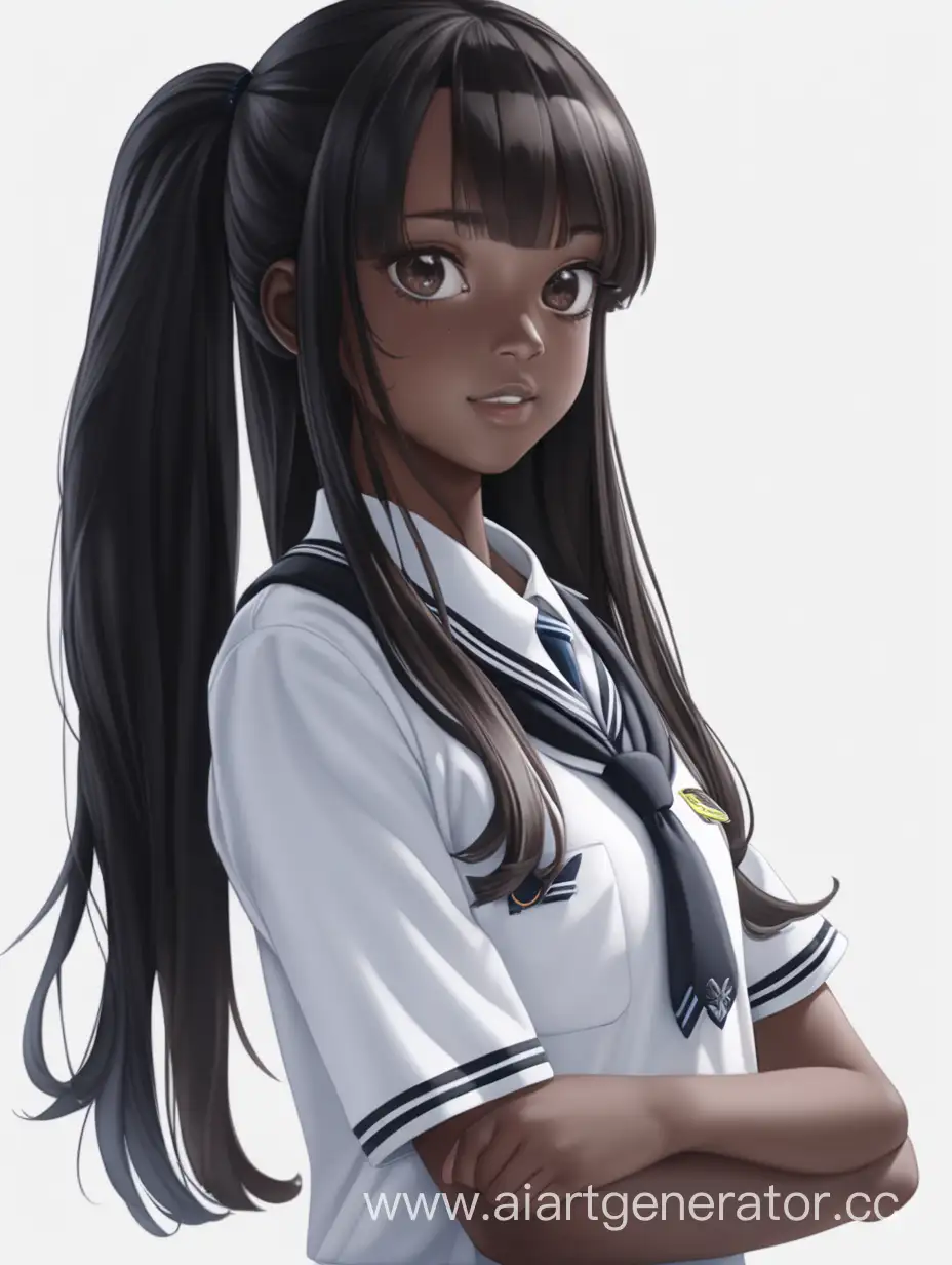 Beautiful-African-American-Schoolgirl-with-Long-Hair-on-Transparent-Background