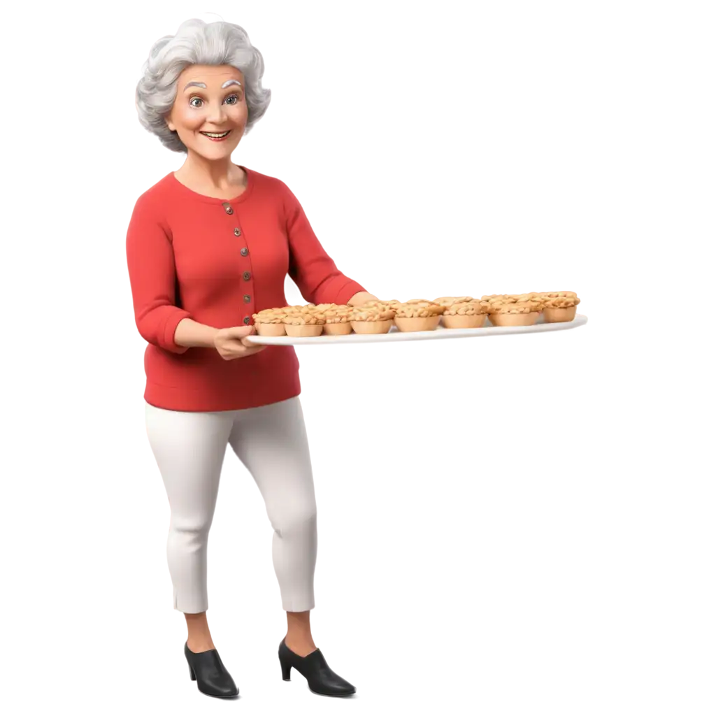 FABULOUS
GRANDMOTHER HOLDING PIES IN HAND, 3D
