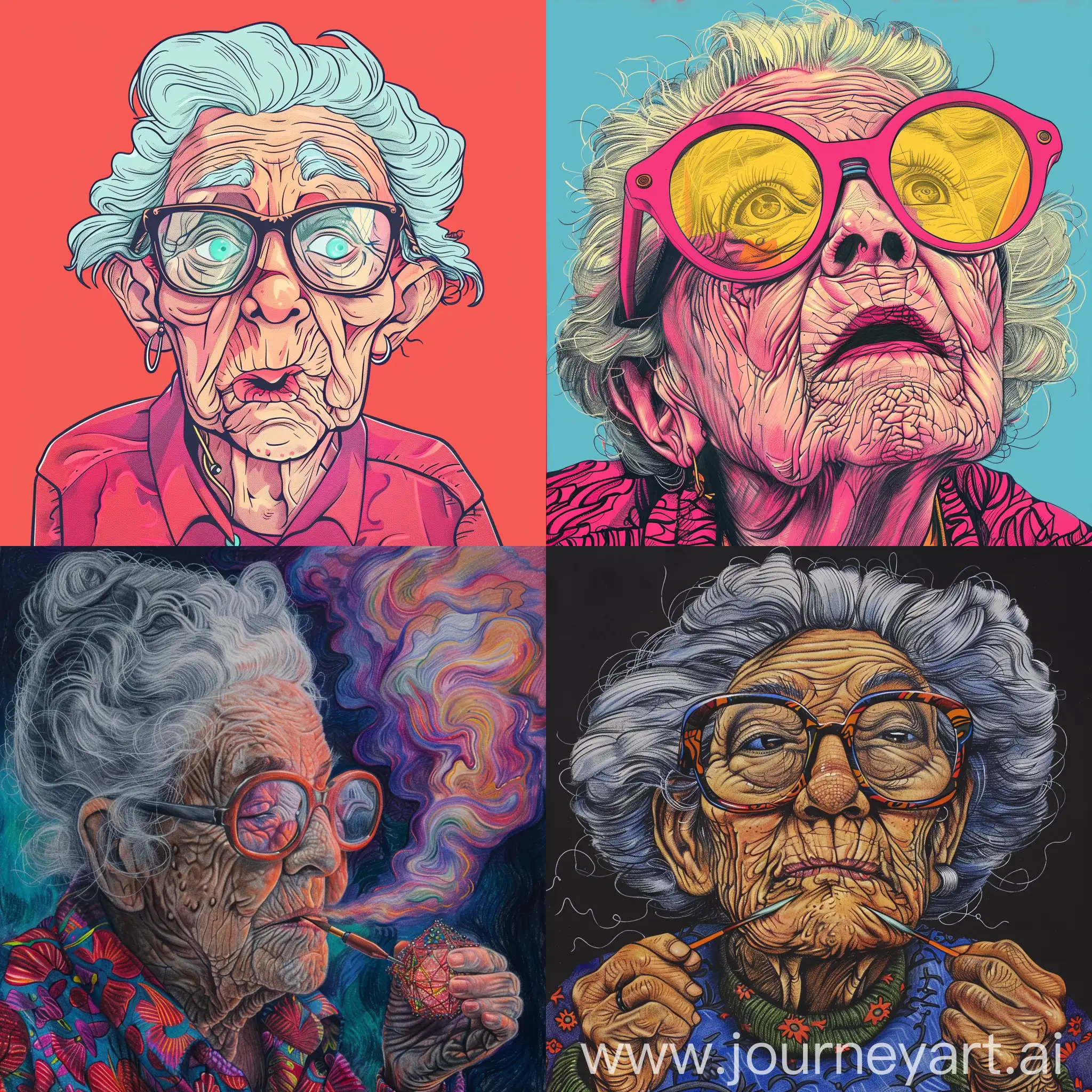 Draw mephedrone granny in 90s style