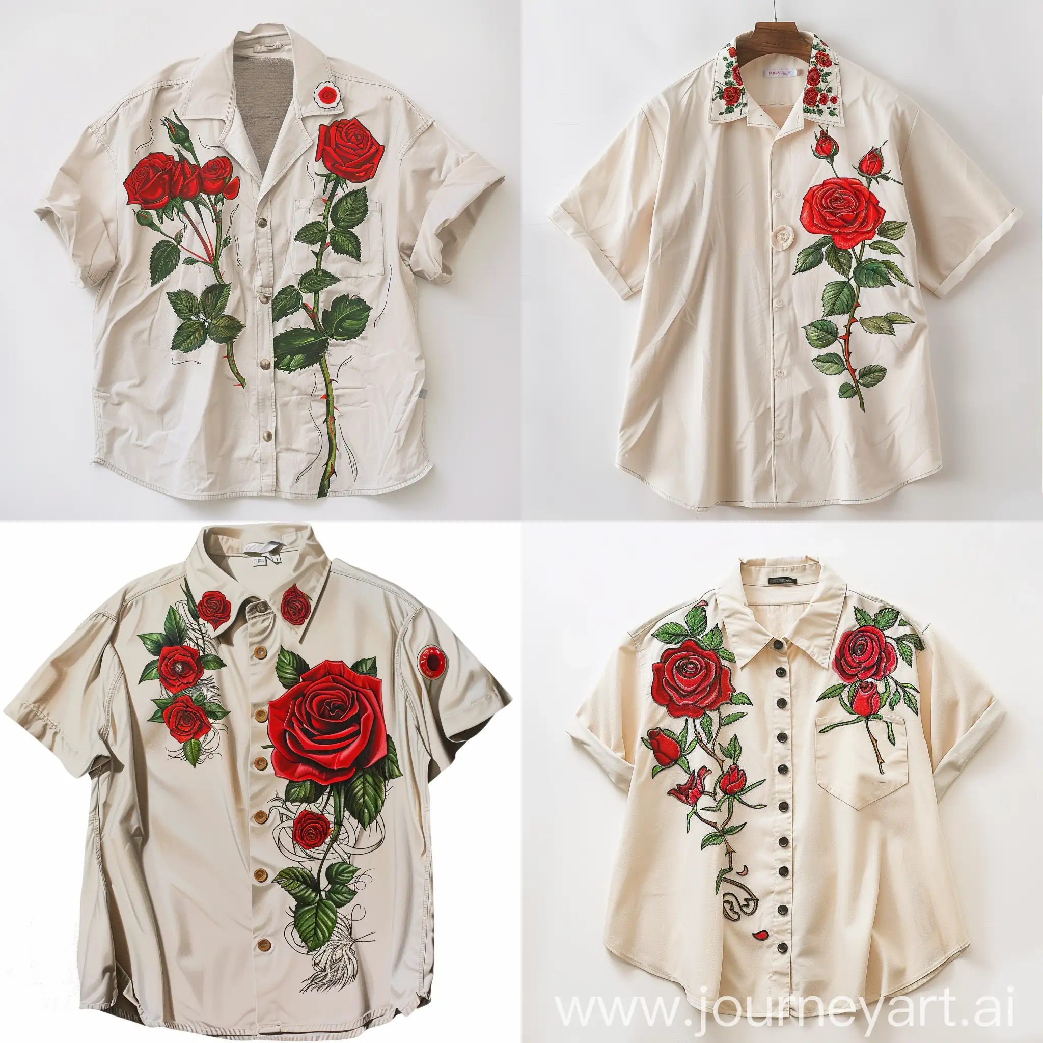 Casual-Mens-Beige-Oversized-Shirt-with-Painted-Red-Roses