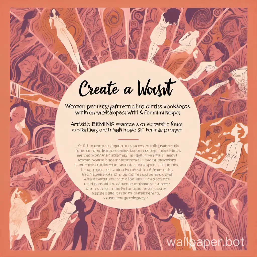 create a poster encouraging women to participate in retreats, artistic workshops, ladies' night with a surprise, conferences, and workshops on femininity, fears, hopes, and prayer
