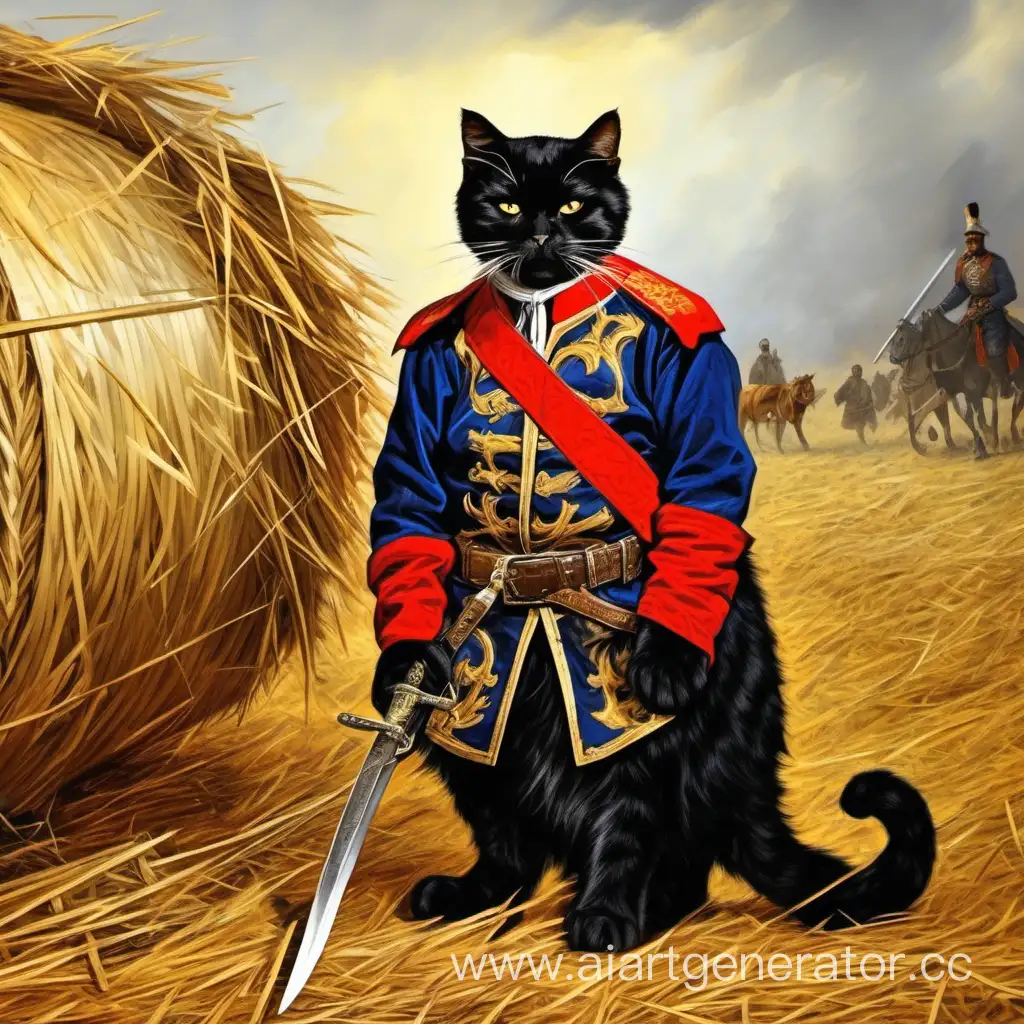Cossack-Cat-in-Boots-with-Sabre-by-the-Haystack