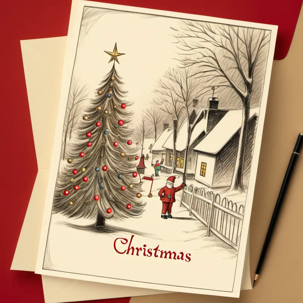 Nostalgic Christmas Greeting Card with Highlights Inscription