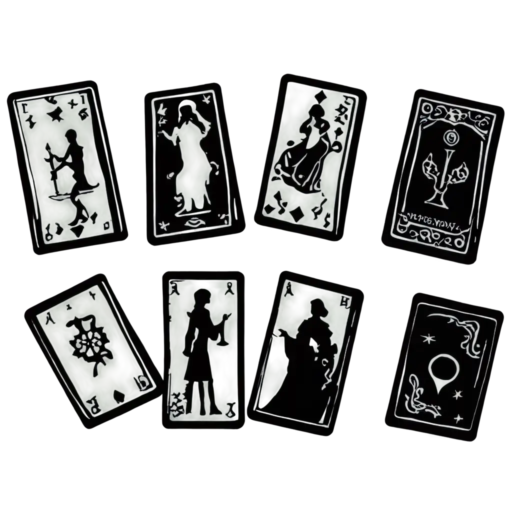 (silhouette) hand holding tarot cards, applique, outline one 