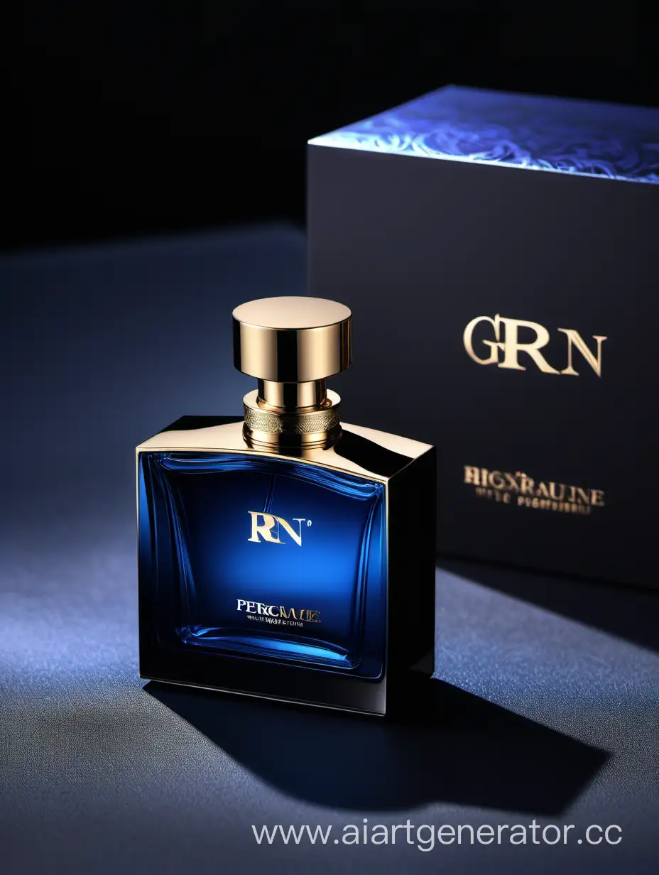 generate good photos of men's perfumes one box should be the largest, then descending and the last the smallest blue, black and golden