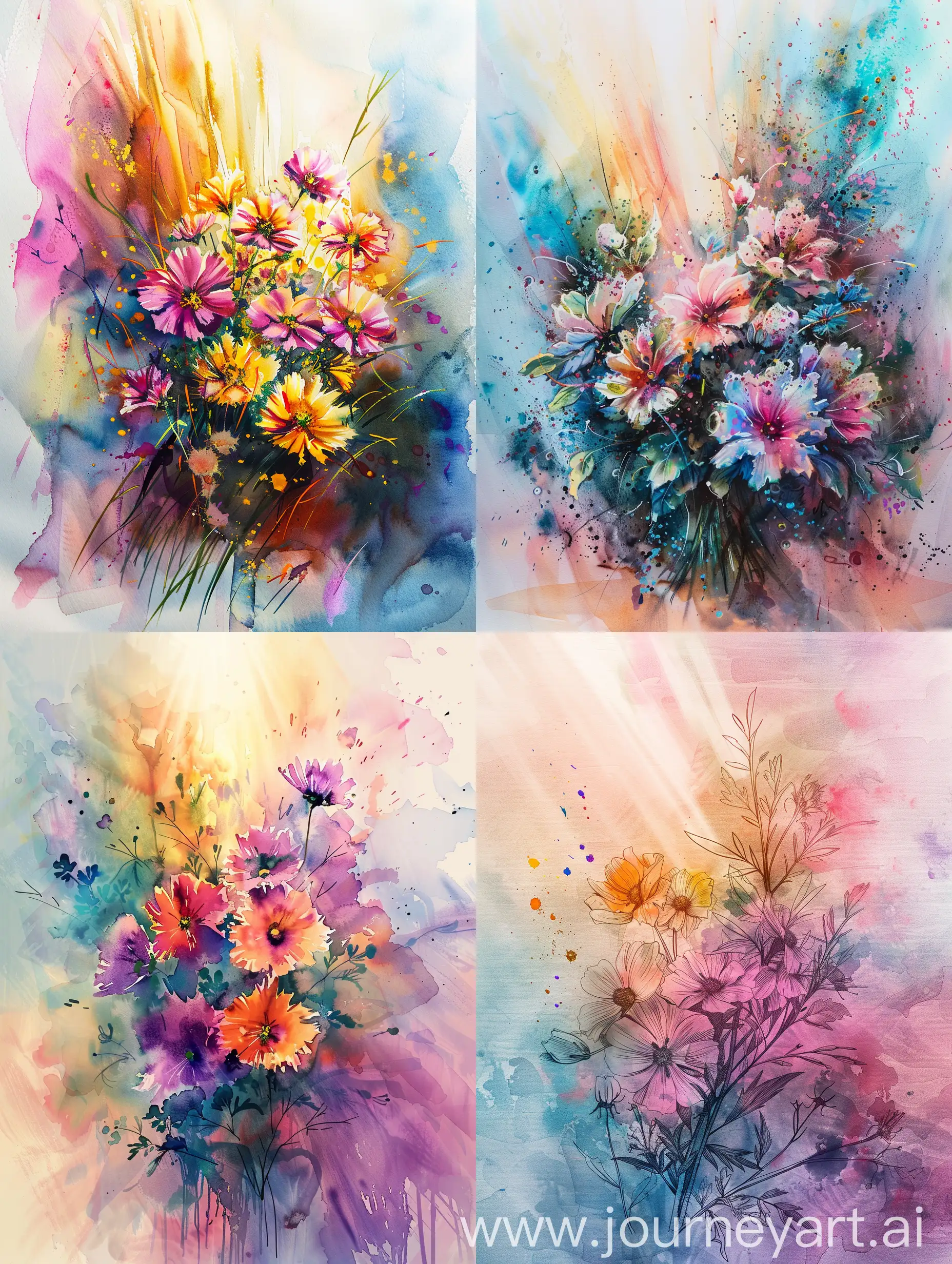 Colorful-Watercolor-Bouquet-with-Blurred-Background