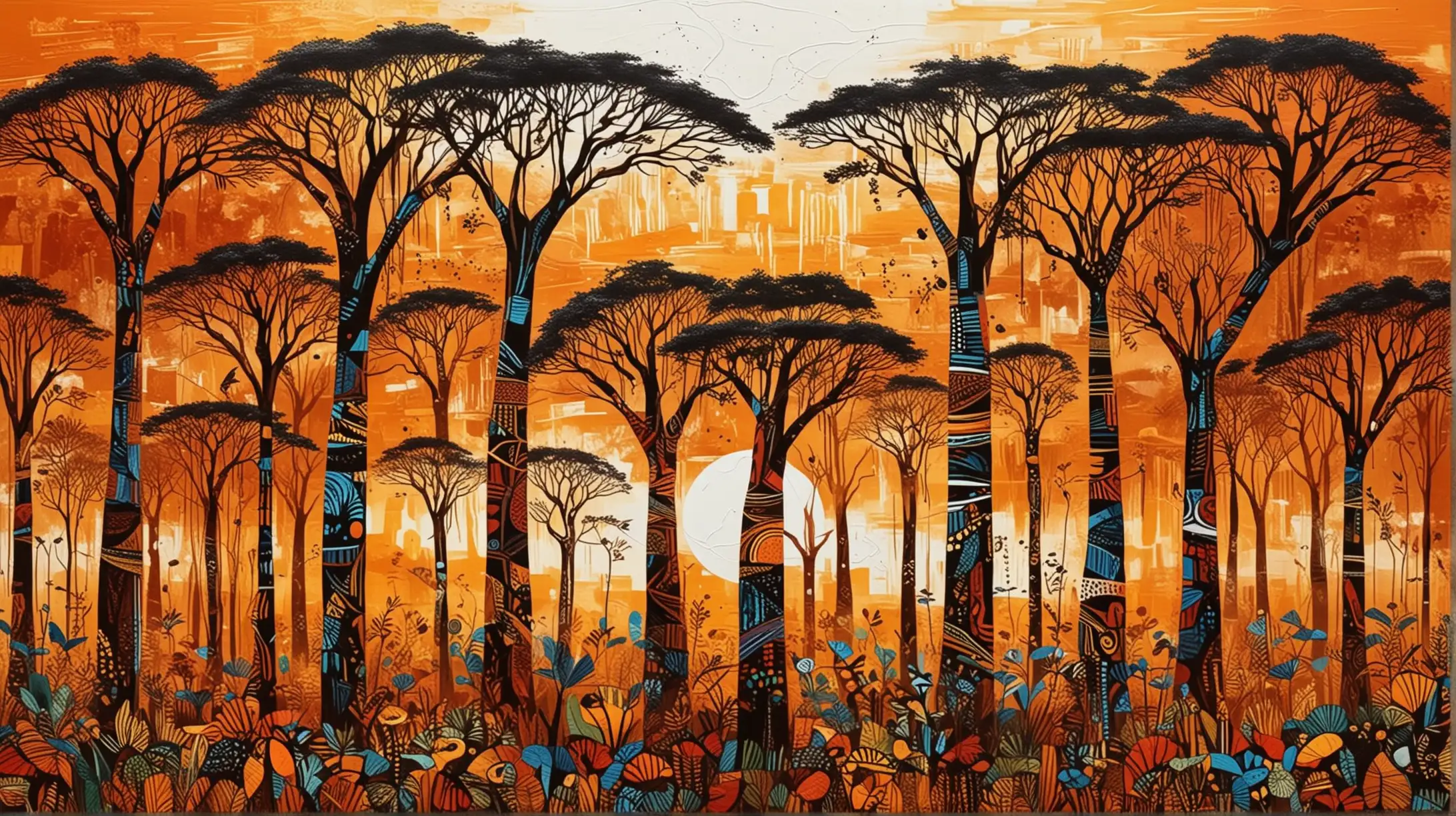 beautiful abstract african art, nature themed