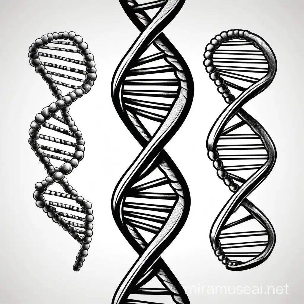 Abstract Black and White DNA Chain Artwork