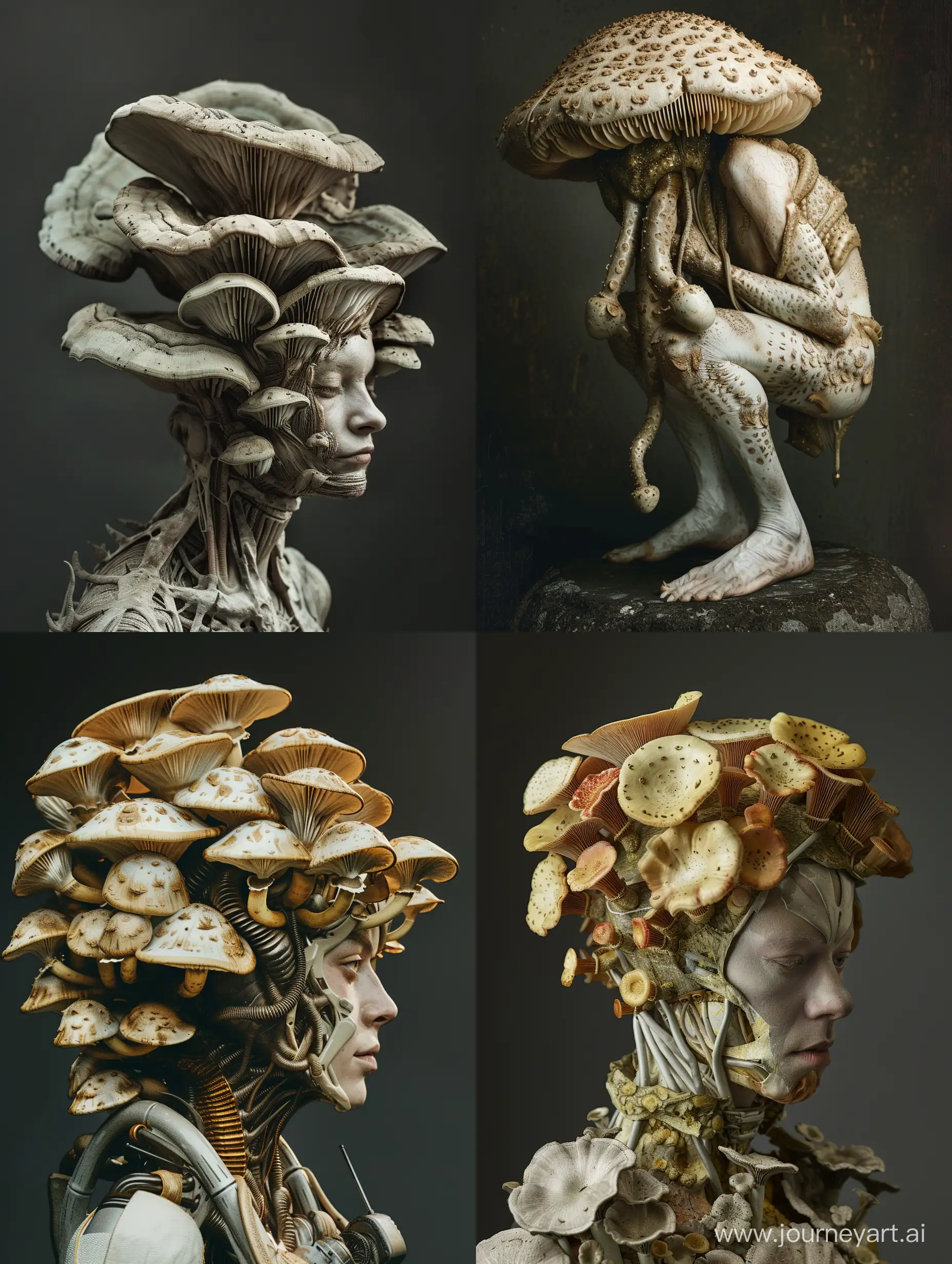 fungus based humanoid sentient lifeform + assimilation + hypermetamorphosis + Emil Melmoth, Giger, Marcin Nargraba, Rebecca Millen + photography, 200mm lens