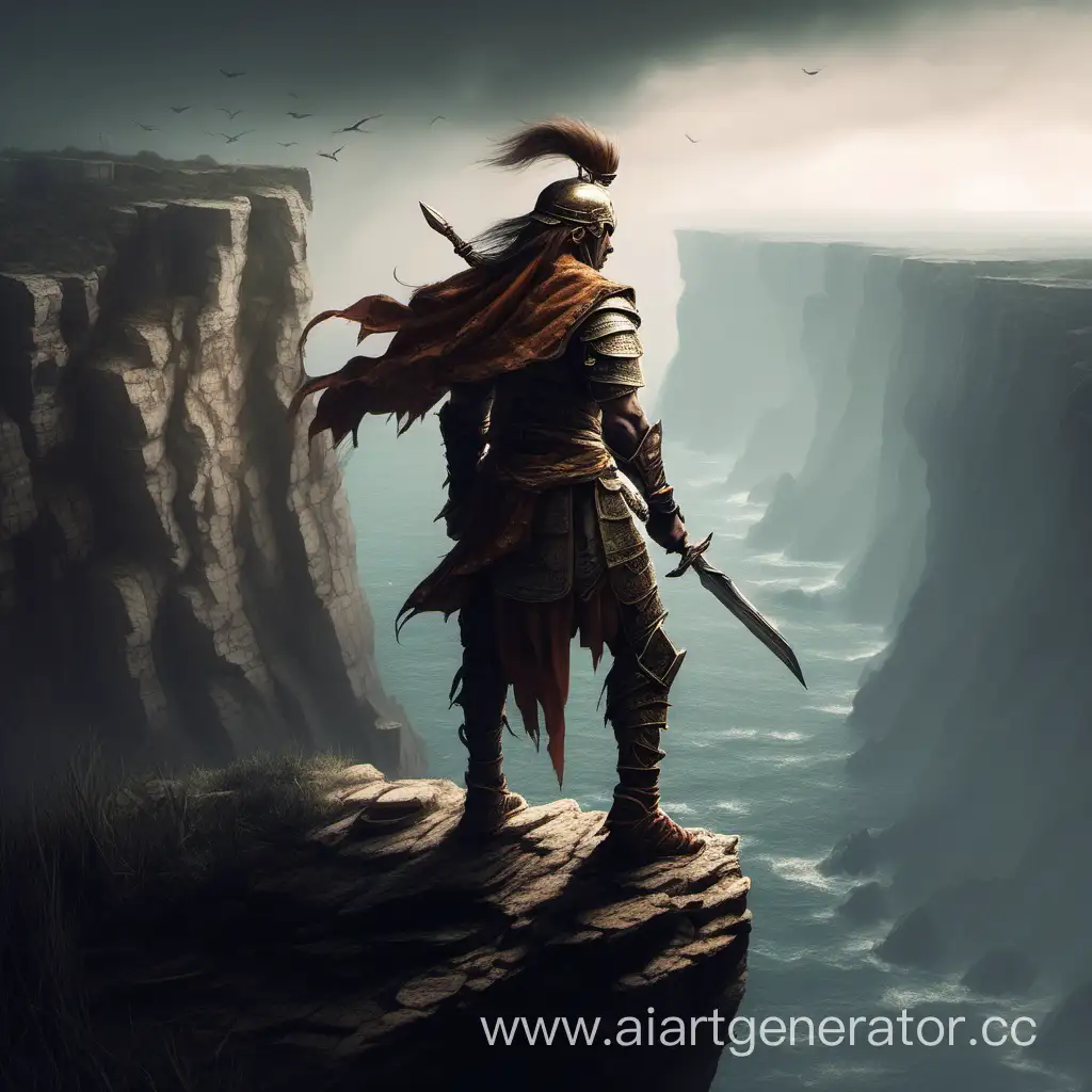 Fearless-Warrior-Standing-on-the-Brink-of-the-Cliff