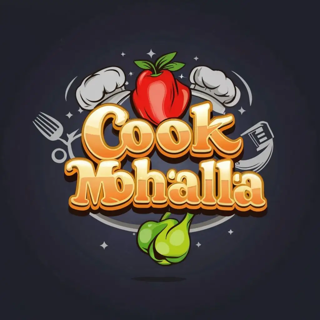 logo, 3D Design, with the text "Cook Mohalla", typography, be used in Restaurant industry