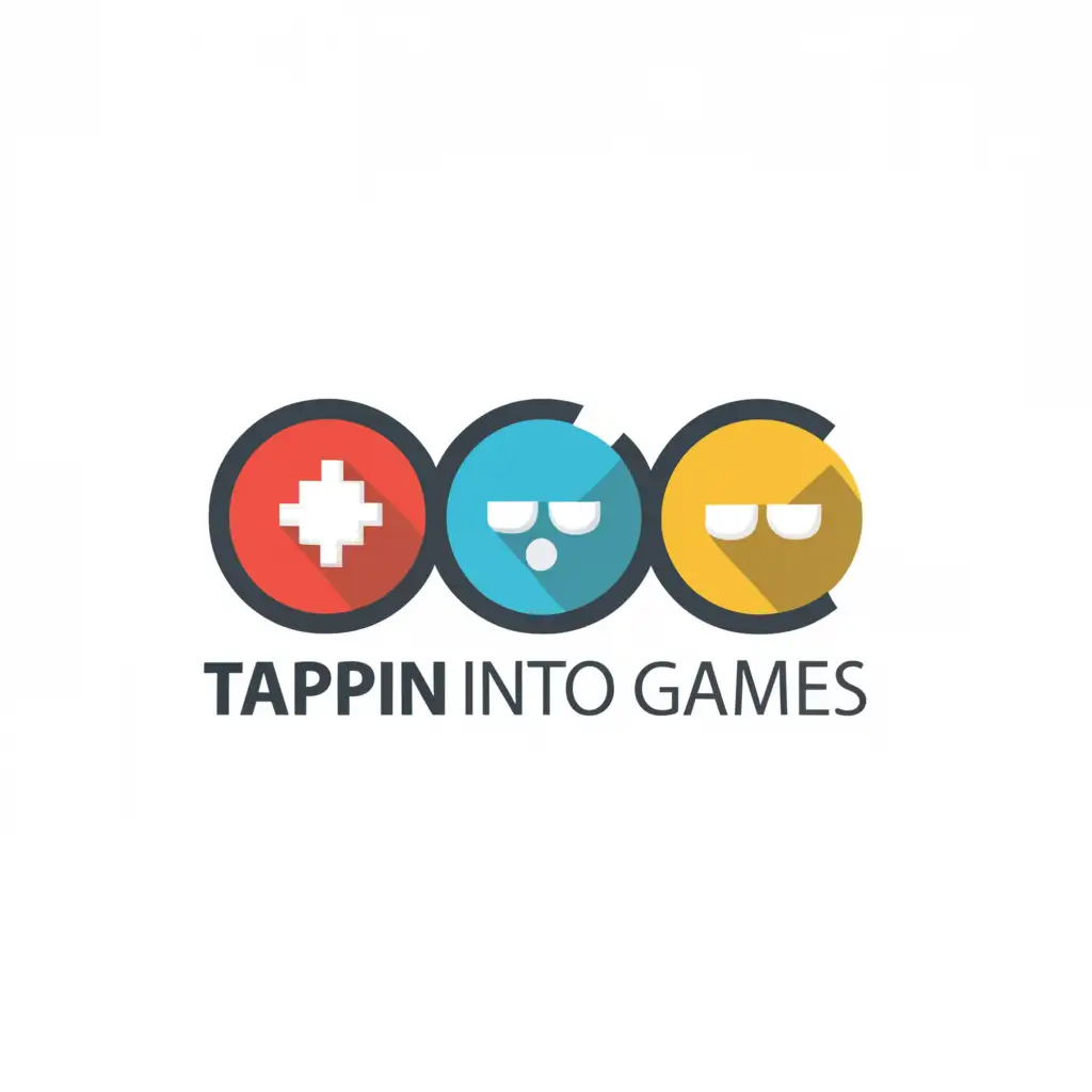 a logo design,with the text "TAPP INTO GAMES", main symbol:tap buttons,Minimalistic,be used in Technology industry,clear background