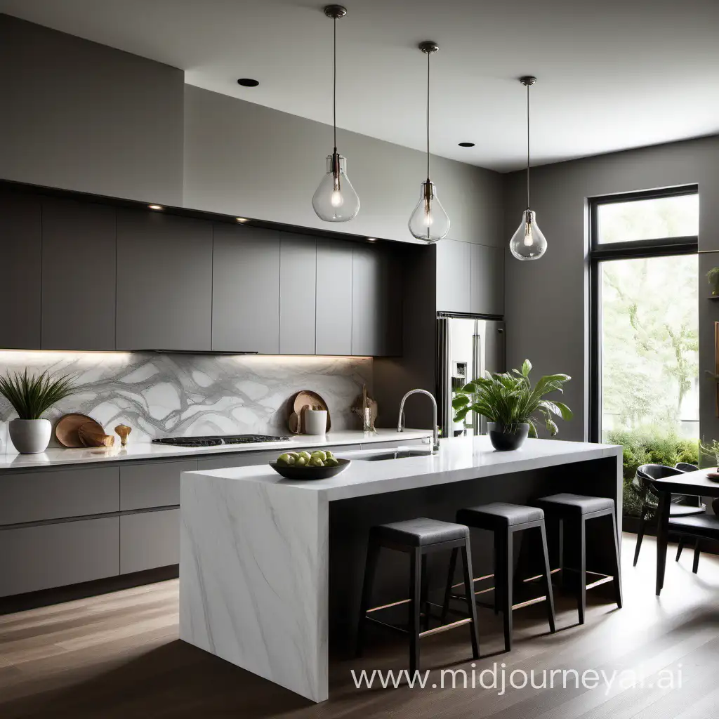 Elegant Contemporary Kitchen Design Graceful Gray Cabinets and Chic Island Oasis