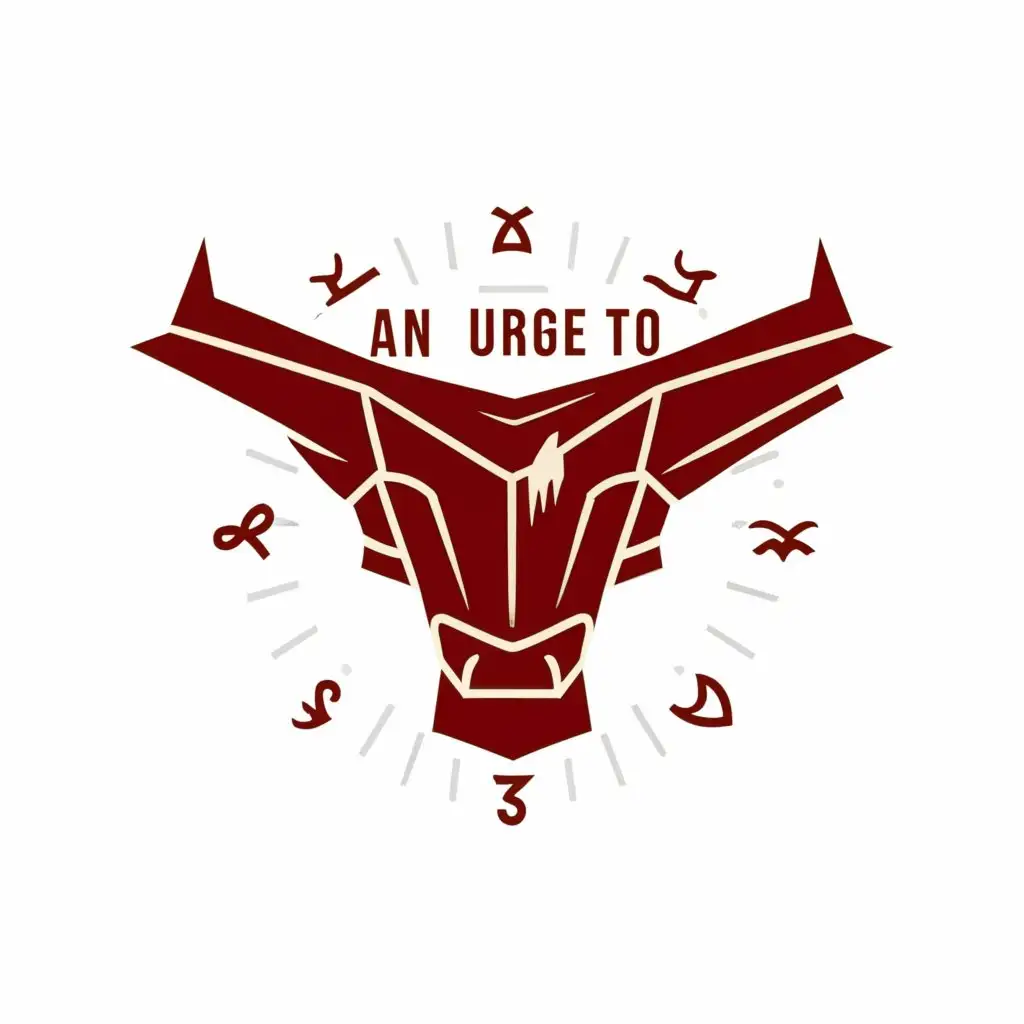 LOGO-Design-For-An-Urge-To-Minimalistic-Angry-Bull-Outline-and-Taurus-Zodiac-Symbol-in-Red