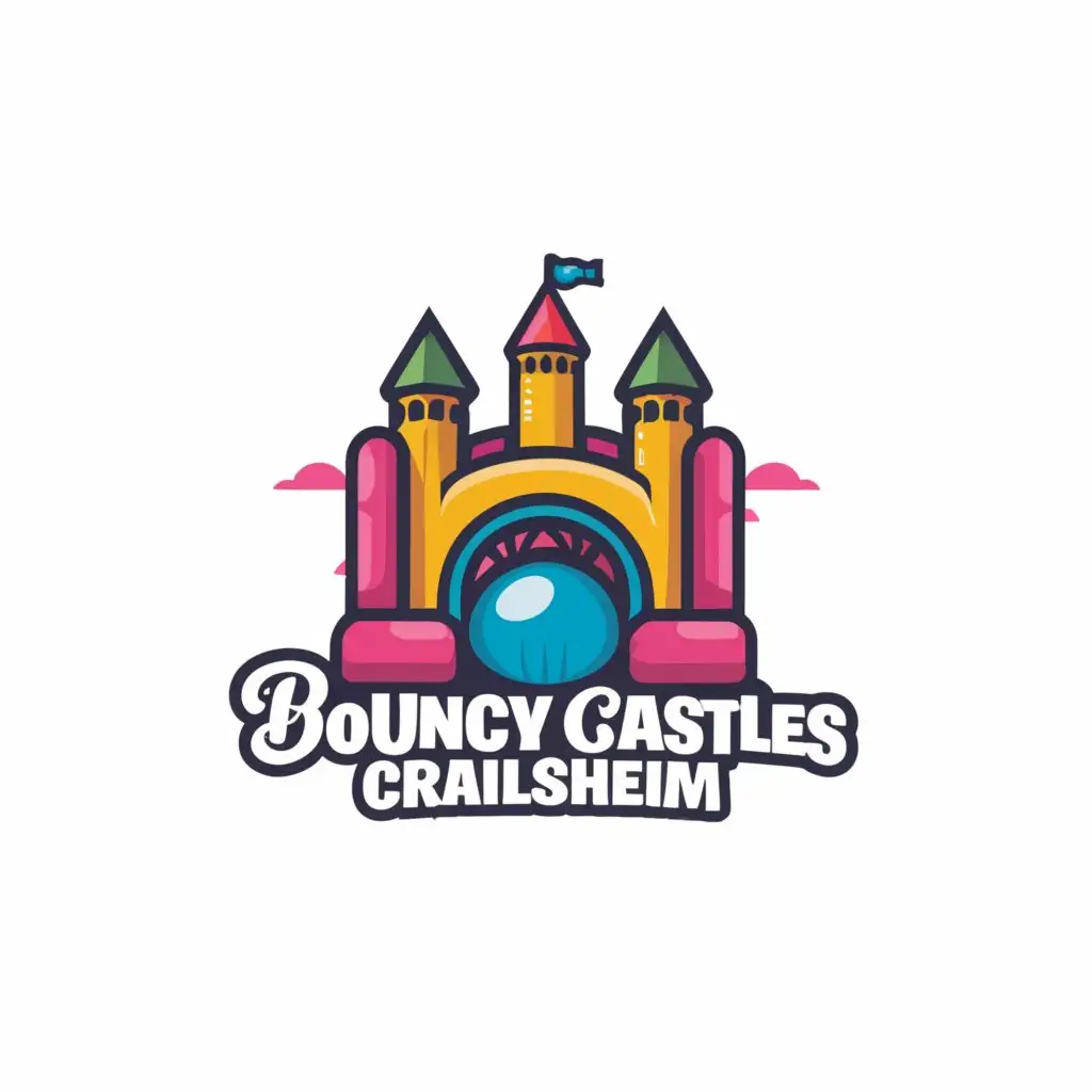 a logo design,with the text "Bouncy Castles Crailsheim", main symbol:We need a logo for a bouncy castle rental company in Crailsheim. We rent bouncy castles for summer festivals, children's parties and other events. Due to the size and weight of bouncy castles, the catchment area is around 25km radius from Crailsheim. Therefore, the logo should convey a proximity to Crailsheim. Crailsheim is known as a city with many towers and a beautiful villa on the mountain. We could imagine a combination of the villa and a bouncy castle in the logo and possibly incorporating the various other churches and towers as a line drawing / silhouette. However, this is just a first thought, a free interpretation is welcome :),Moderate,clear background