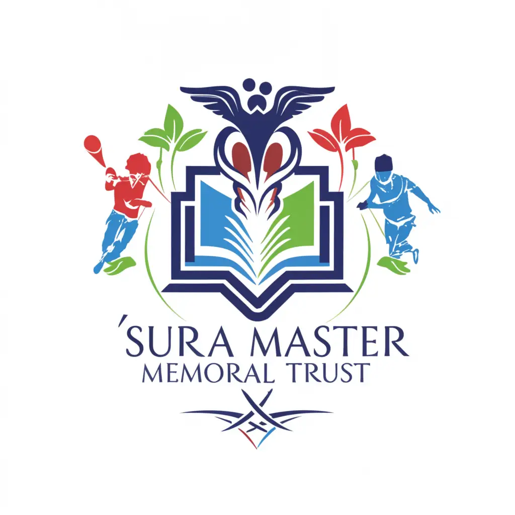 a logo design, with the text 'Suraj master memorial trust', main symbol: a book, sport, doctor, Moderate, be used in Nonprofit industry, color background