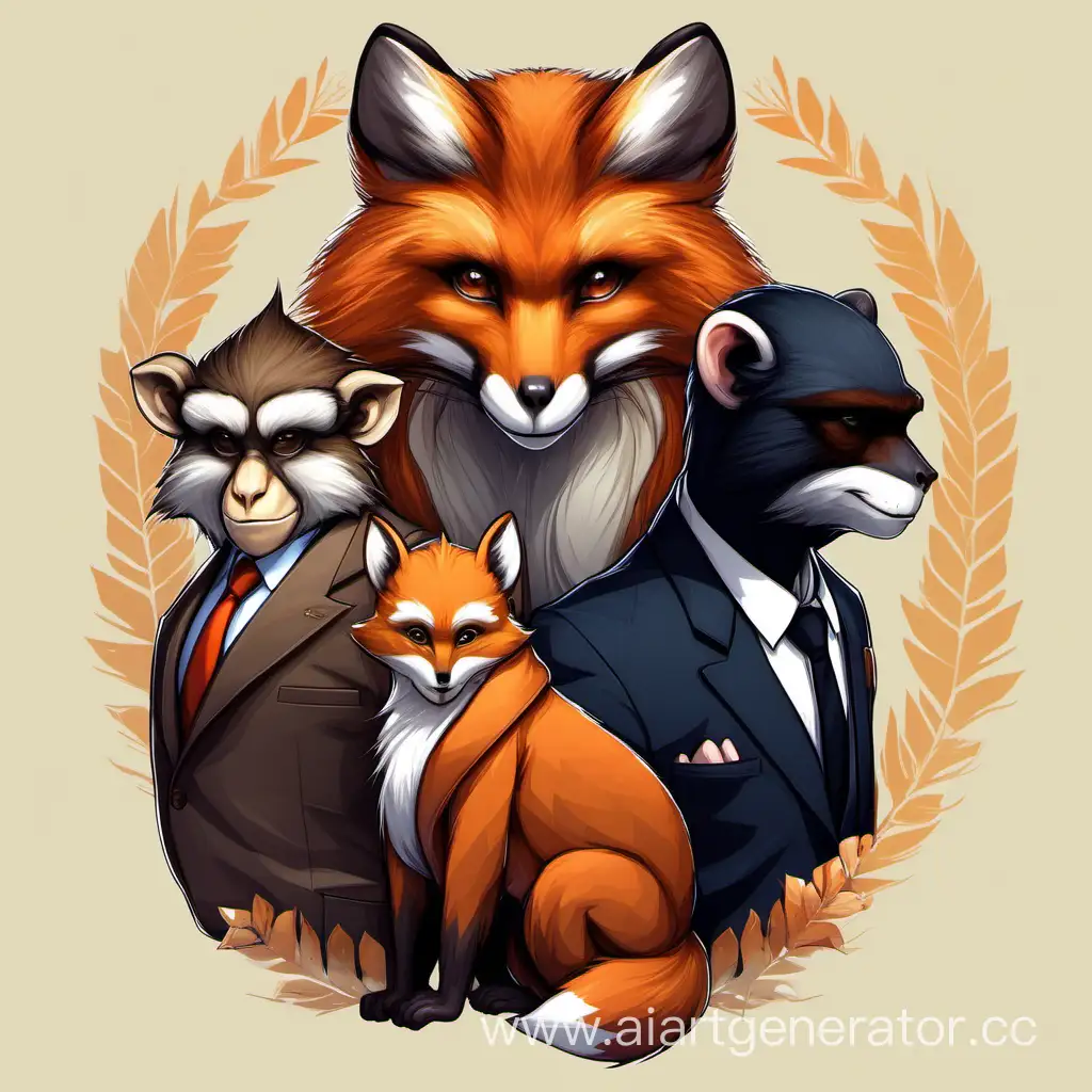 Sable-Fox-Monkey-Trio-in-Natural-Habitat