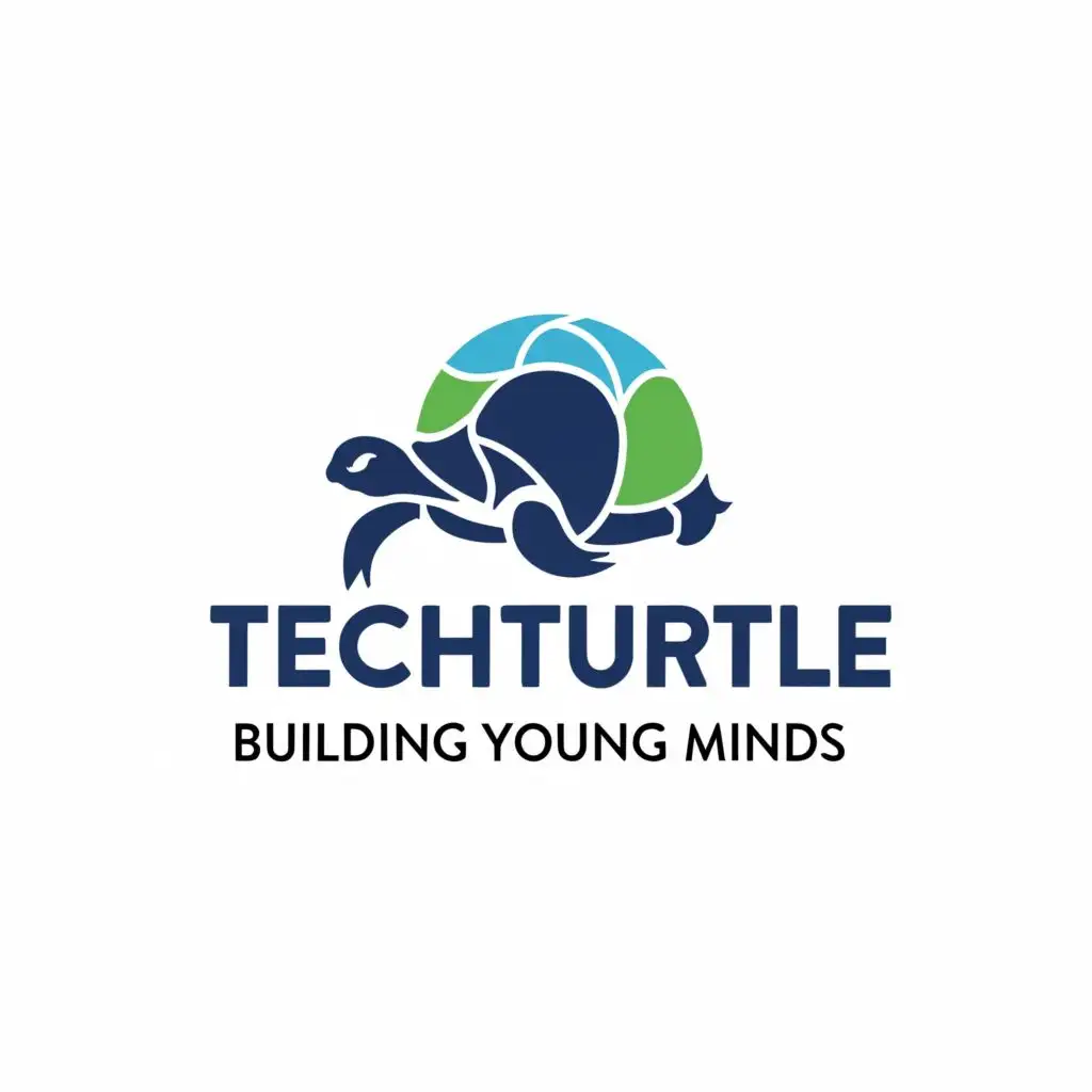 logo, infinty technology education , with the text "TechTurtle Building Young Minds", typography