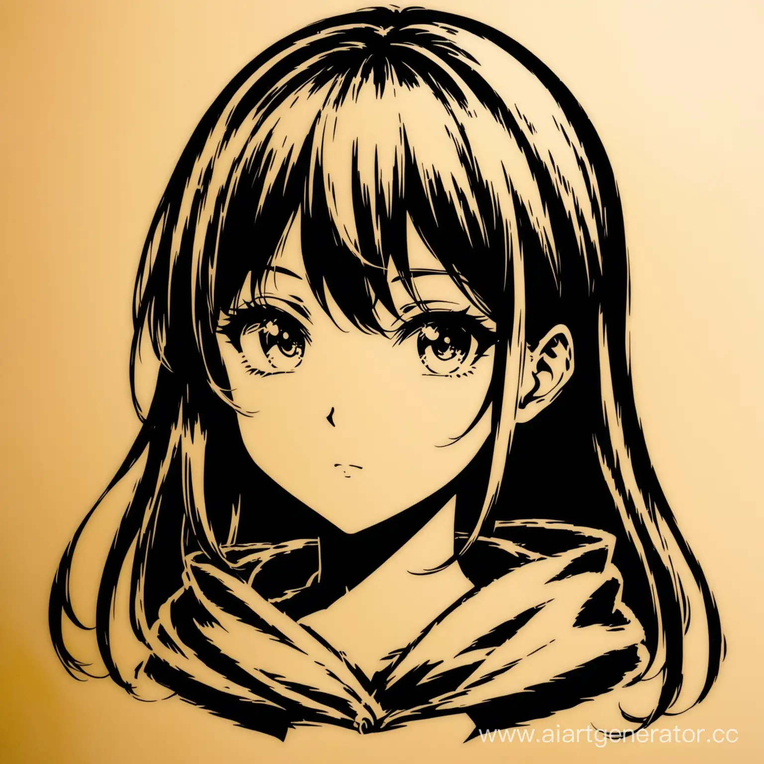 Elegant-Anime-Girl-Stencil-Art-Captivating-Beauty-in-Anime-Portrait
