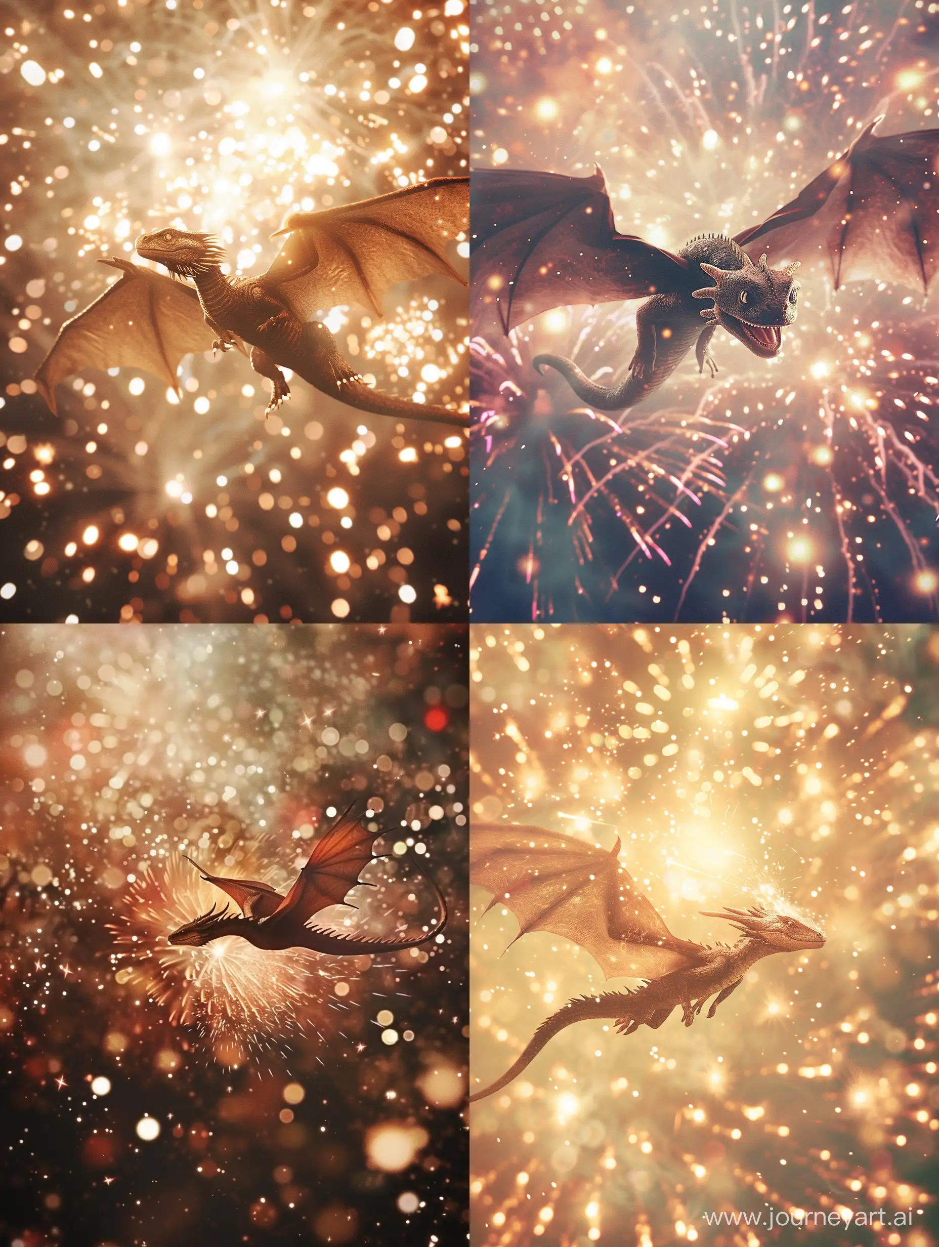 Dragon-Soaring-Amidst-Dazzling-Fireworks-Display