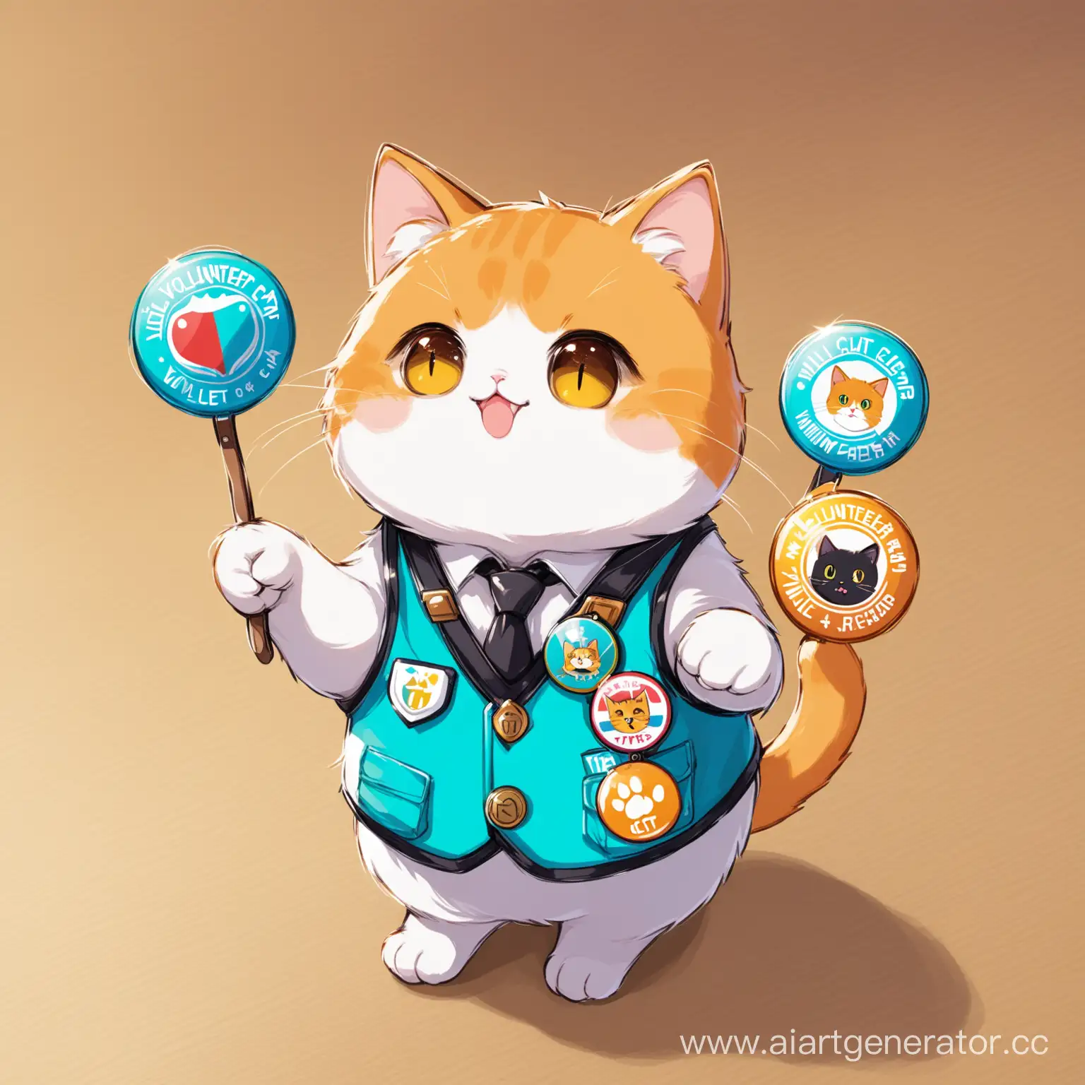 Volunteer-Cat-Proudly-Displays-Badges-of-Honor