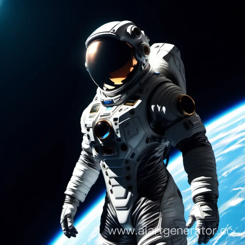 Exploring-the-Cosmos-in-Futuristic-Space-Suits-with-Space-Station-Backdrop