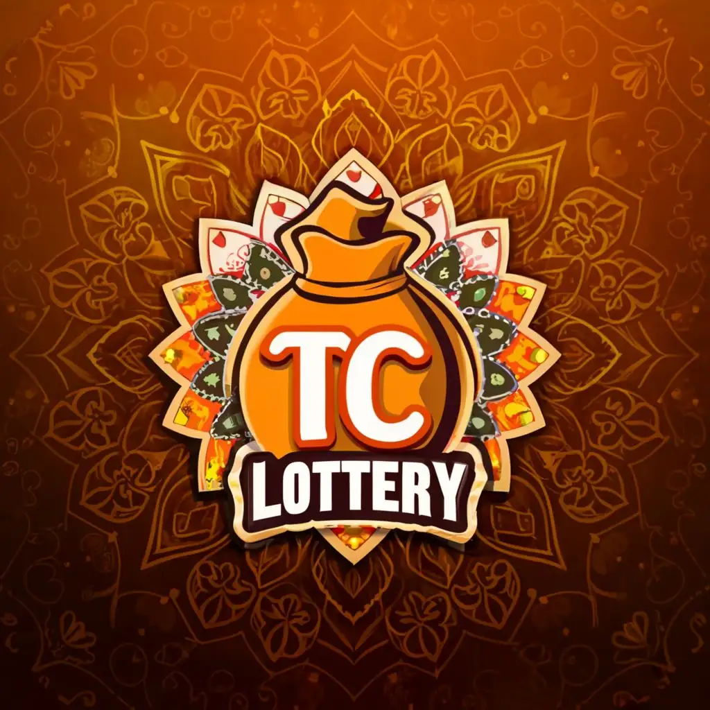a logo design,with the text "TC LOTTERY", main symbol:INDIAN MONEY, GAMBLING, ORANGE. INDIA COUNTRY,complex,be used in Finance industry,clear background