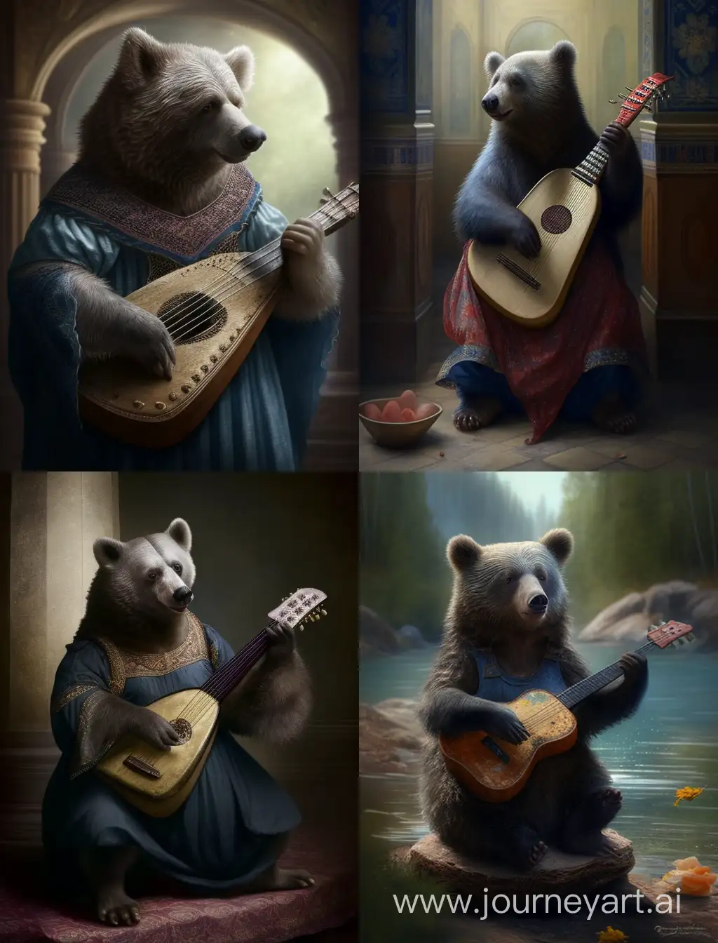 Talented-Bear-Playing-the-Balalaika-with-Vibrant-Energy