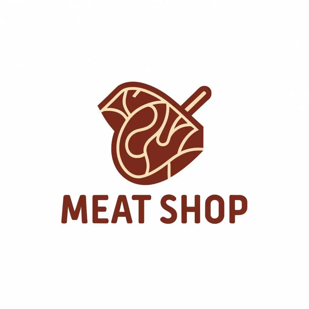 a logo design,with the text "Meat Shop", main symbol:meat and butcher knife,Minimalistic,be used in Restaurant industry,clear background