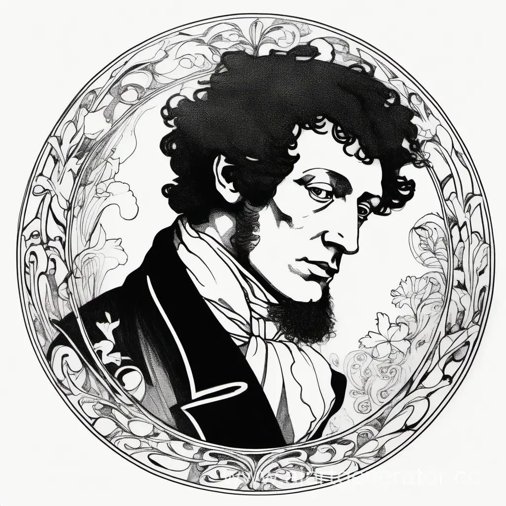 Pushkin-Portrait-in-Aubrey-Beardsley-Style