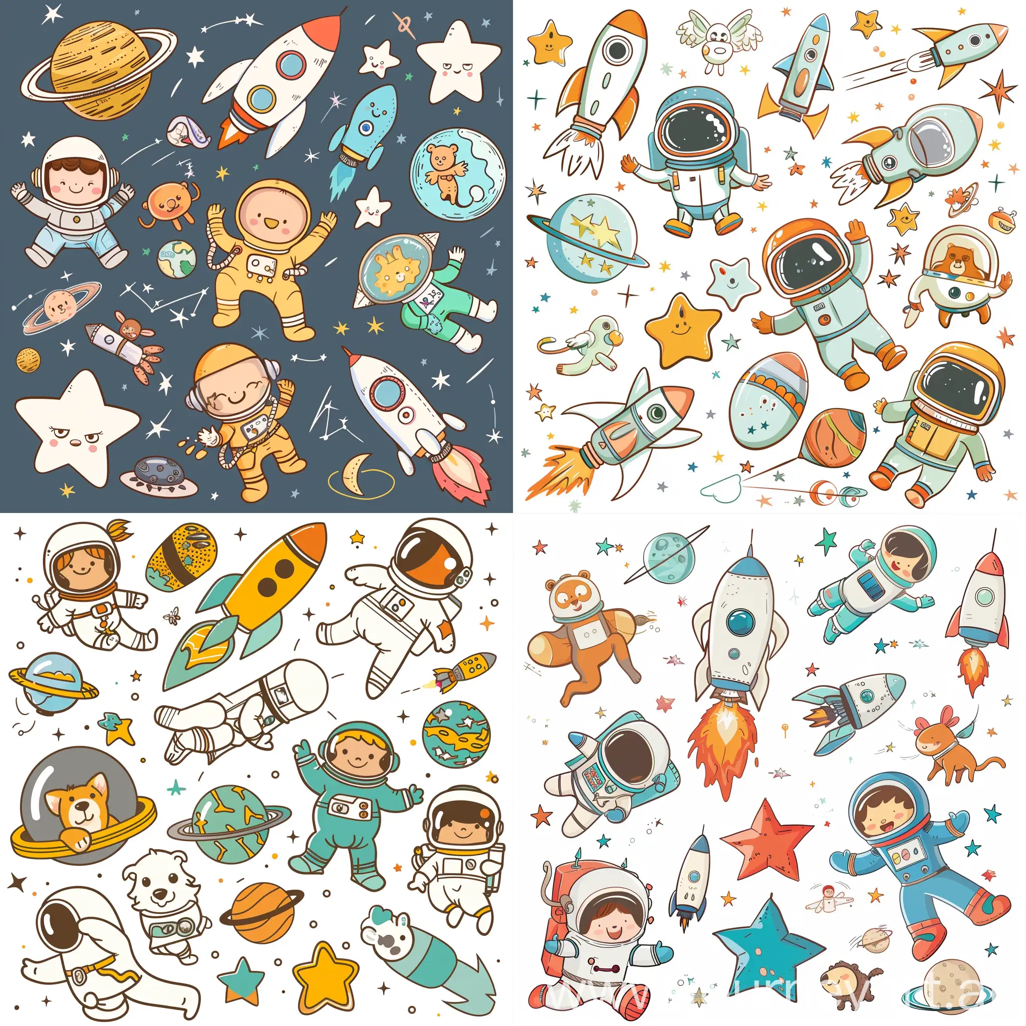 Adorable-Cartoon-Space-Exploration-Astronauts-Rockets-and-Cosmic-Creatures