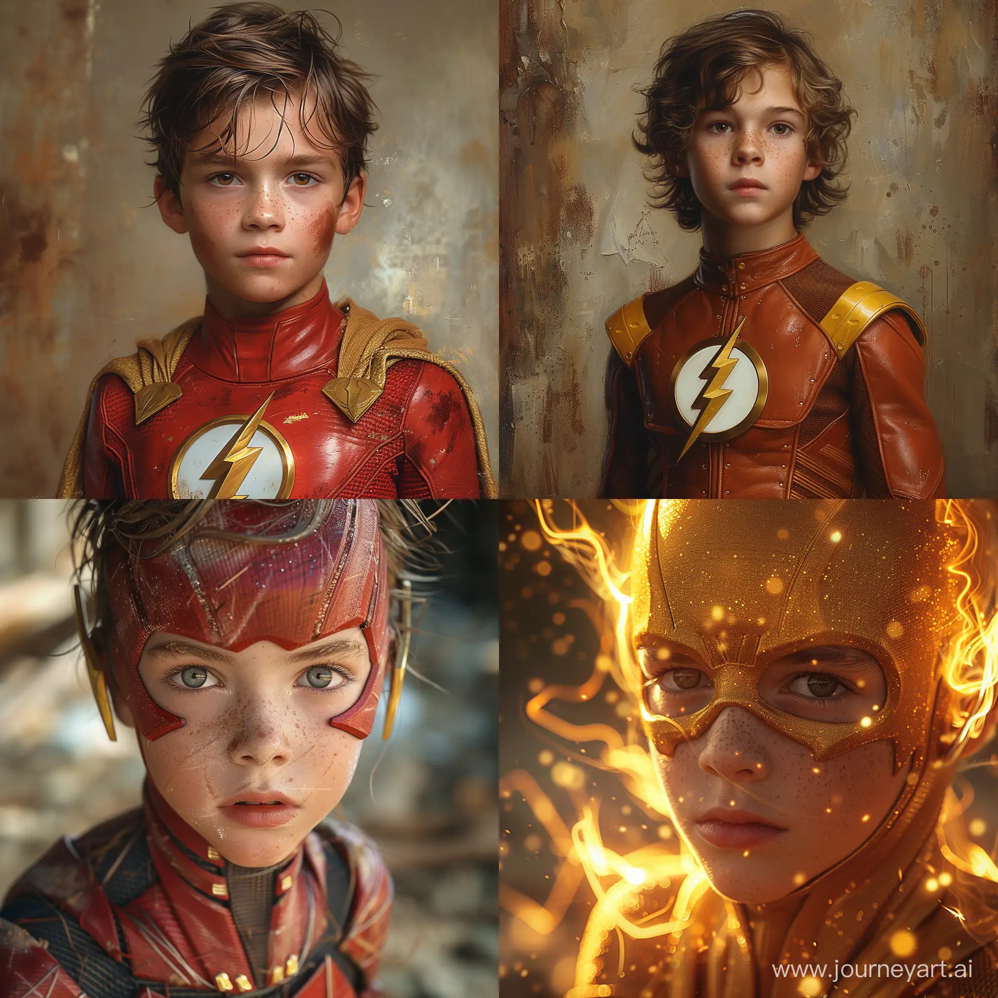 Young the flash  Childhood Portrait realistic beautiful --s 750 