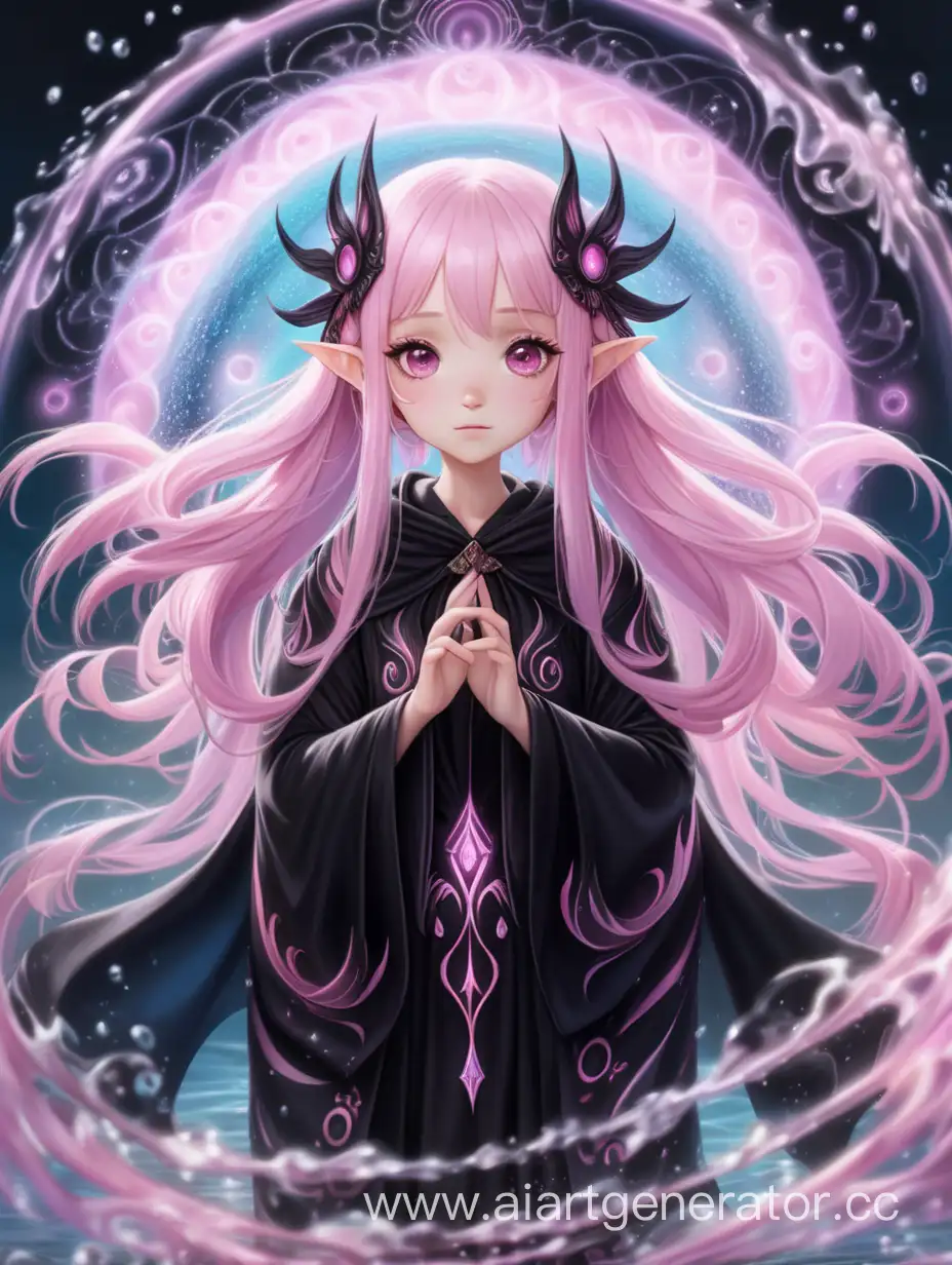 Enigmatic-Water-Fairy-Portrait-with-Elegant-Pink-Cloak-and-Mystical-Circle